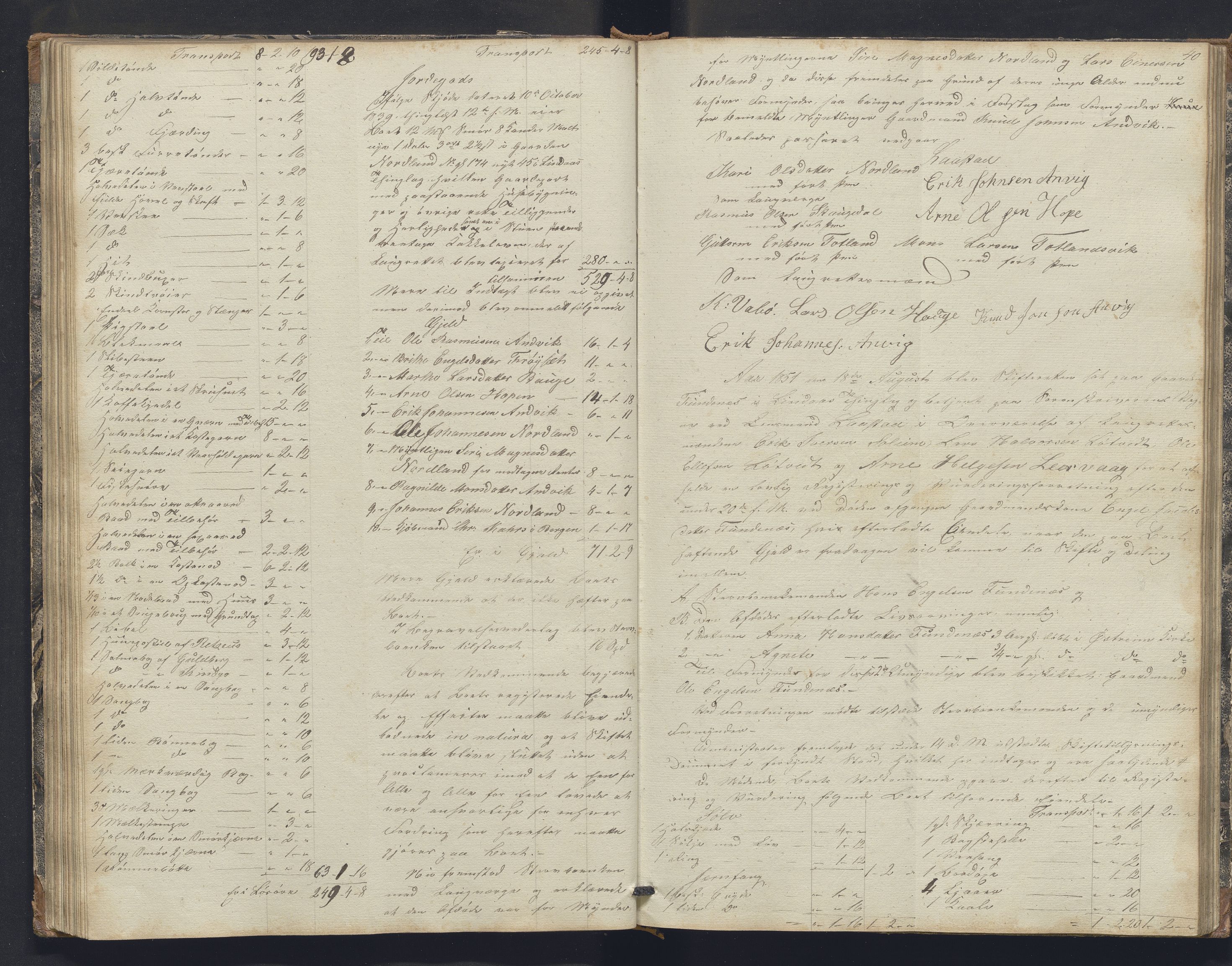 Nordhordland sorenskrivar, AV/SAB-A-2901/1/H/Hb/L0016: Registreringsprotokollar, 1850-1854, p. 40