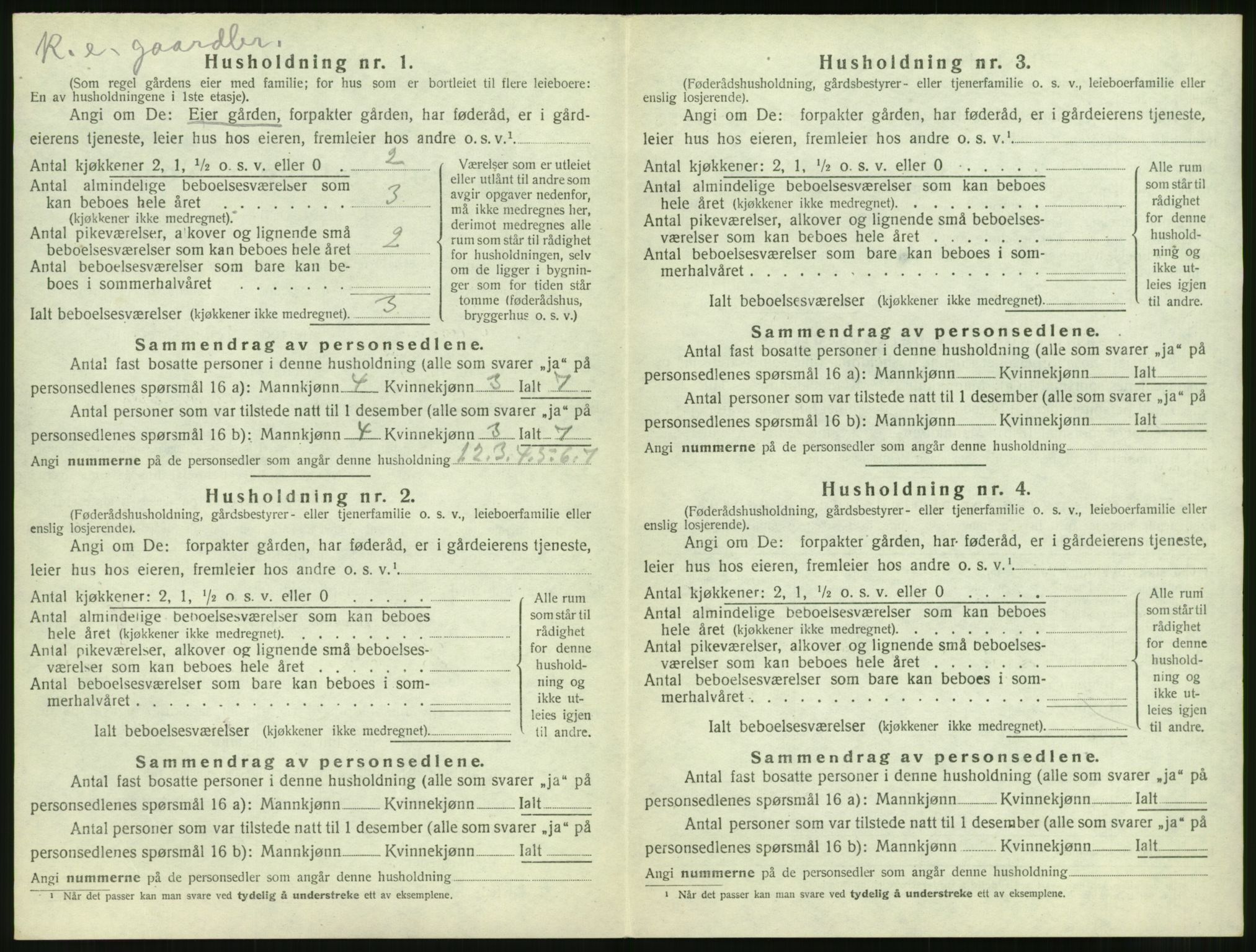 SAT, 1920 census for Vatne, 1920, p. 53