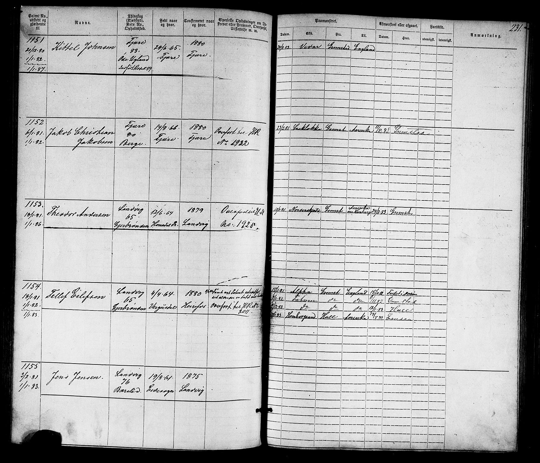 Grimstad mønstringskrets, SAK/2031-0013/F/Fa/L0005: Annotasjonsrulle nr 1-1910 med register, V-18, 1870-1892, p. 263