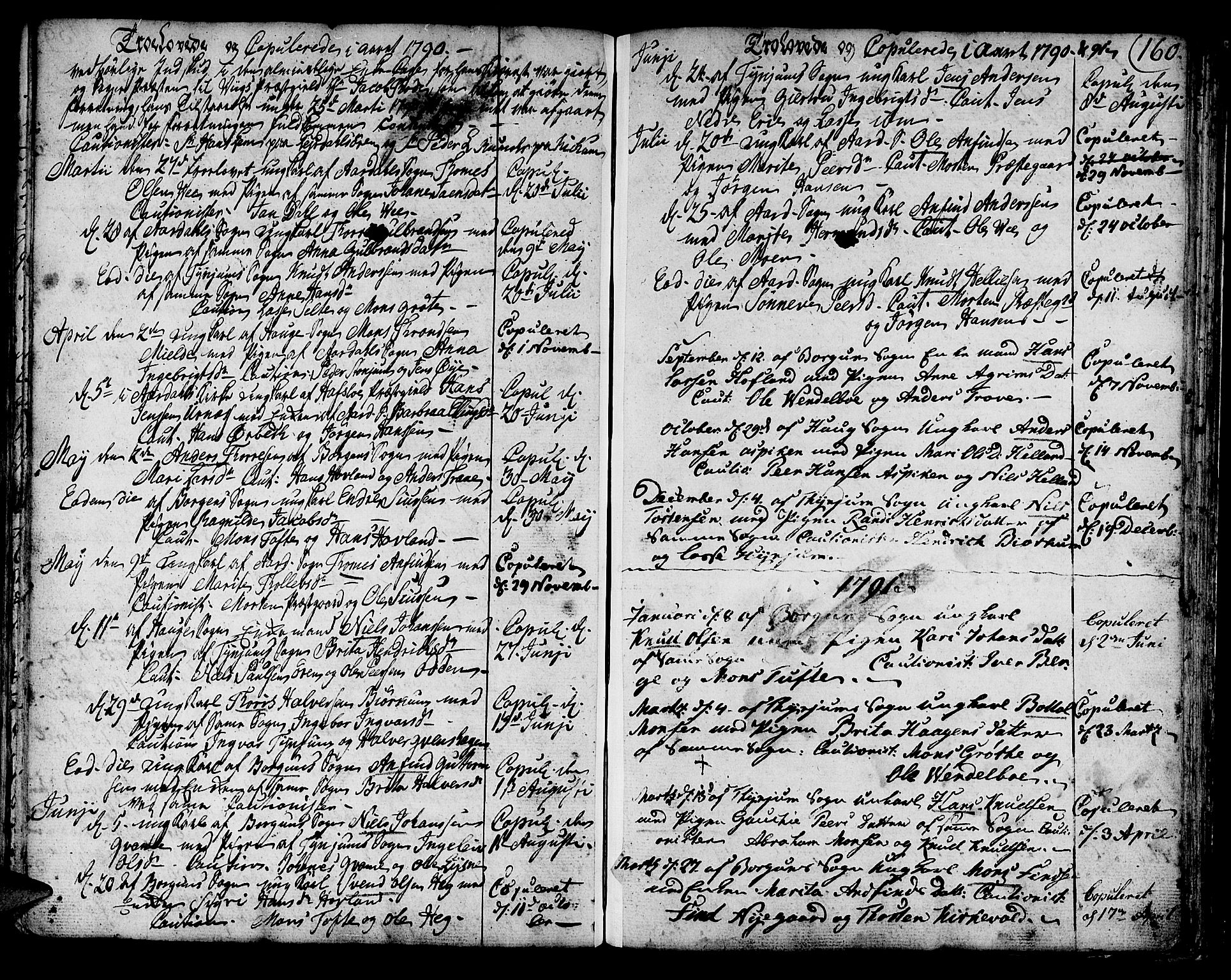 Lærdal sokneprestembete, SAB/A-81201: Parish register (official) no. A 3, 1783-1804, p. 160