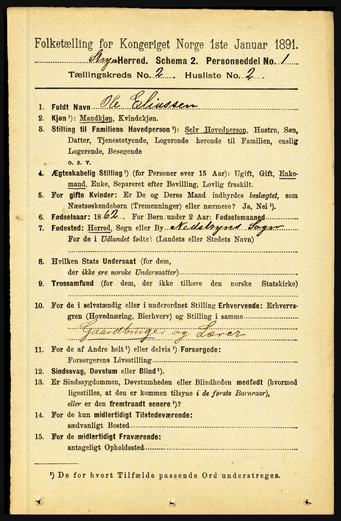 RA, 1891 census for 1448 Stryn, 1891, p. 345