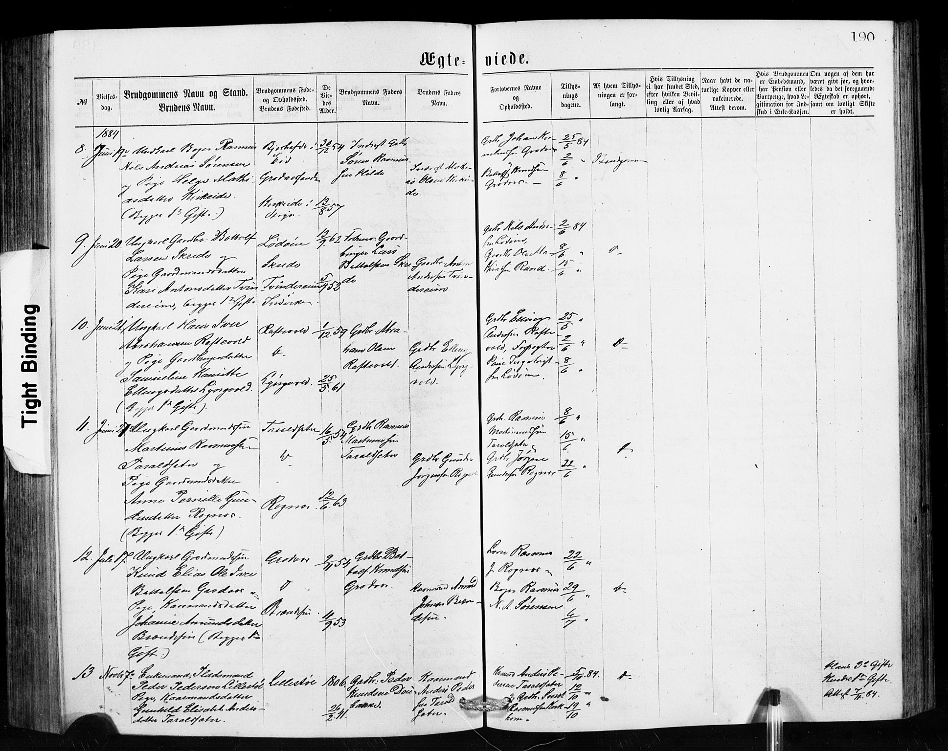 Hornindal sokneprestembete, SAB/A-82401/H/Hab: Parish register (copy) no. A 1, 1876-1894, p. 190