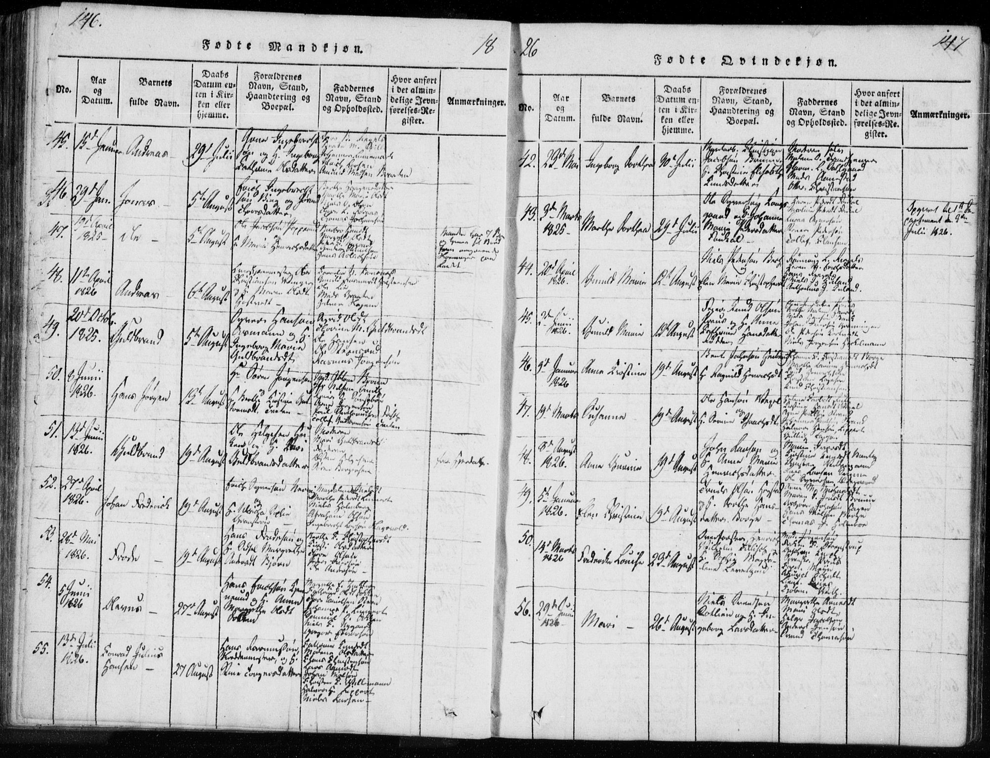 Kongsberg kirkebøker, SAKO/A-22/F/Fa/L0008: Parish register (official) no. I 8, 1816-1839, p. 146-147