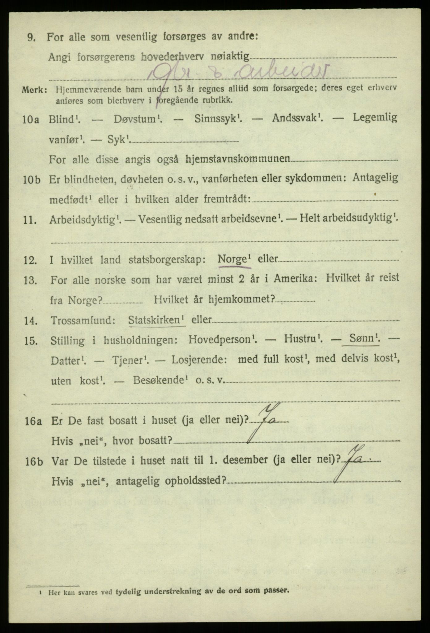 SAB, 1920 census for Fjell, 1920, p. 11561