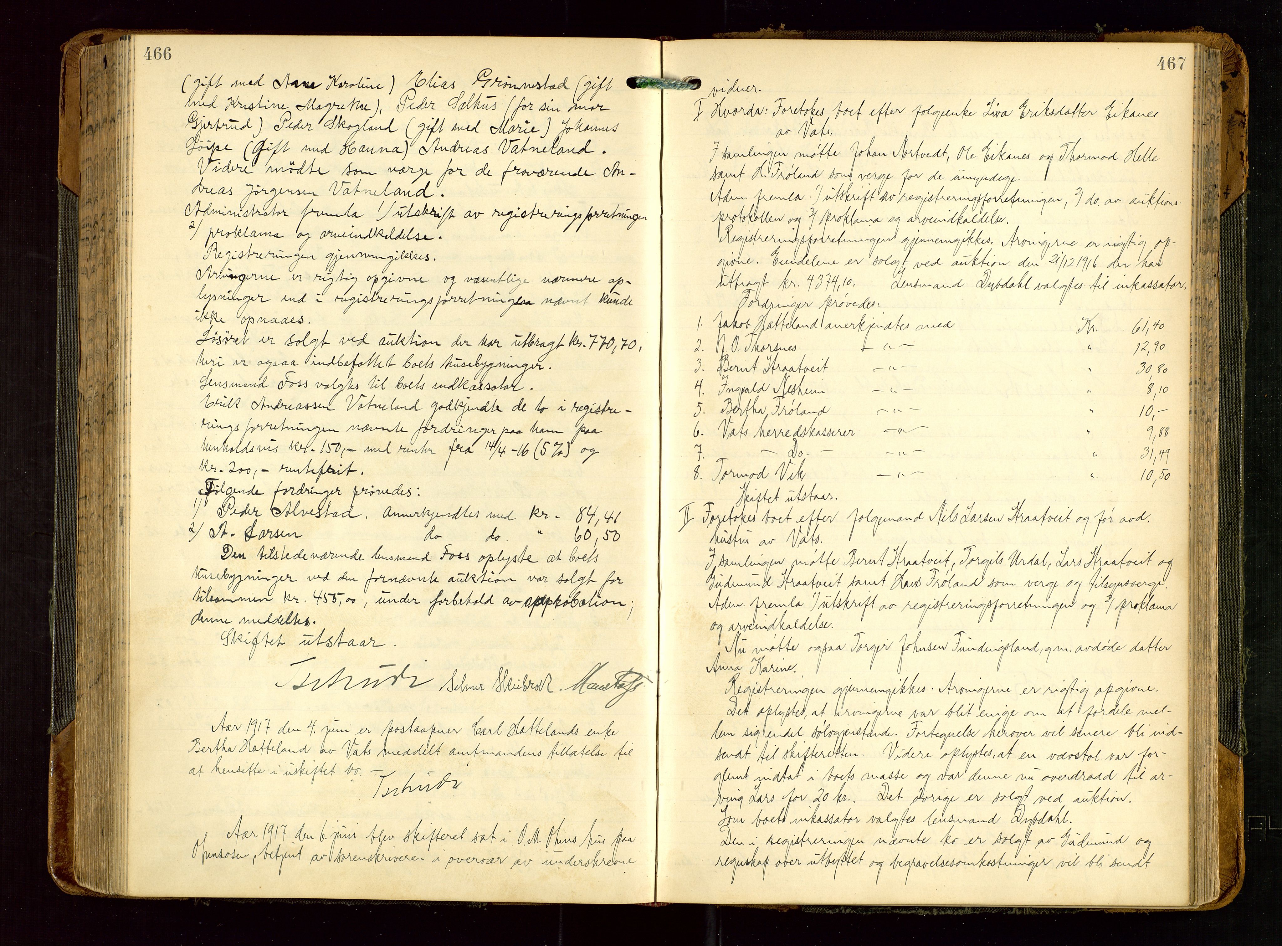 Karmsund sorenskriveri, AV/SAST-A-100311/01/IV/IVDBA/L0007: SKIFTEPROTOKOLL TORV/TYSV/SKJOLD/VATS, 1904-1924, p. 466-467