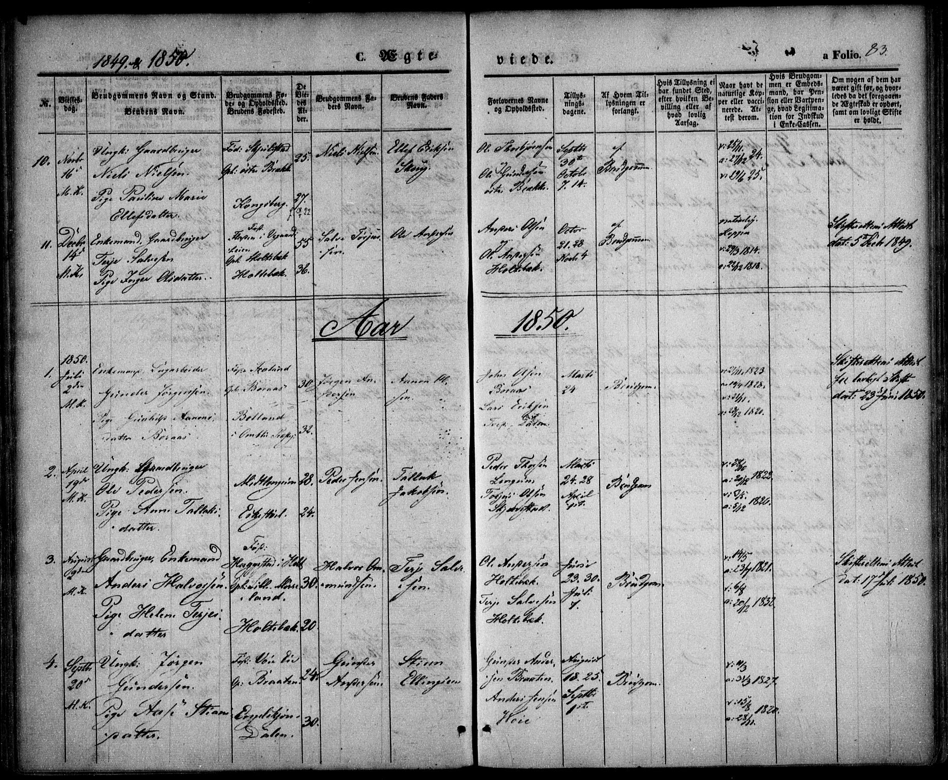 Austre Moland sokneprestkontor, SAK/1111-0001/F/Fa/Faa/L0007: Parish register (official) no. A 7, 1847-1857, p. 83