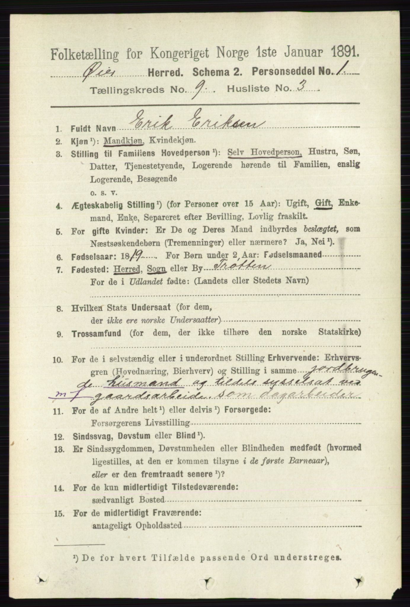 RA, 1891 census for 0521 Øyer, 1891, p. 3171