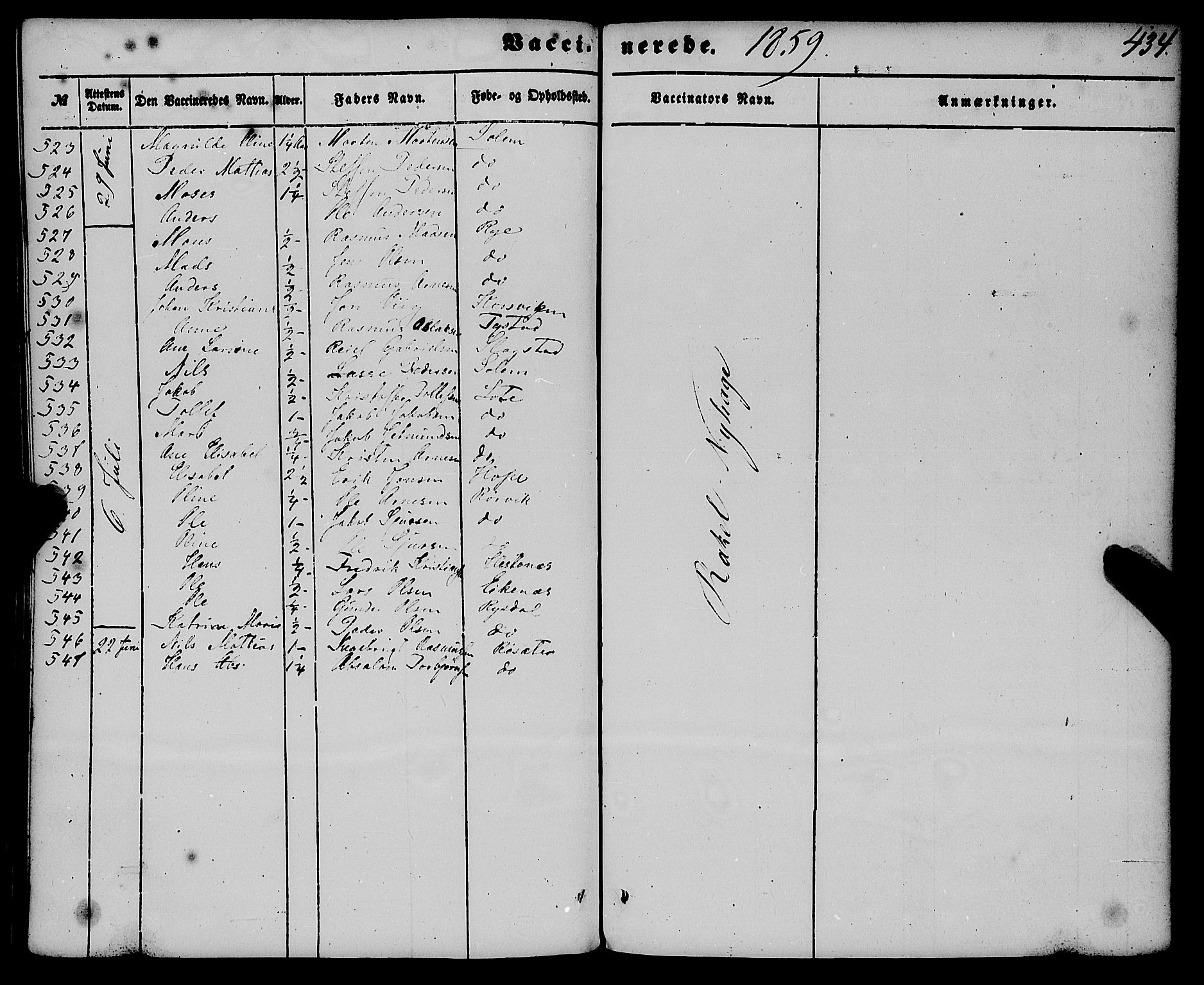 Gloppen sokneprestembete, AV/SAB-A-80101/H/Haa/Haaa/L0009: Parish register (official) no. A 9, 1855-1870, p. 434