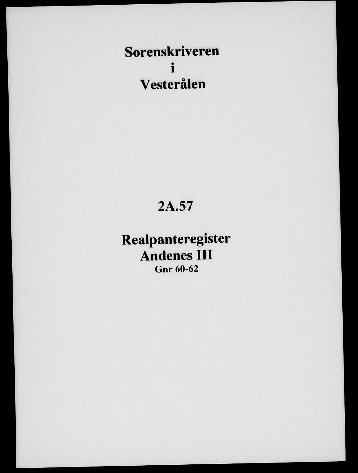 Vesterålen sorenskriveri, SAT/A-4180/1/2/2A/L0057: Mortgage register no. 57