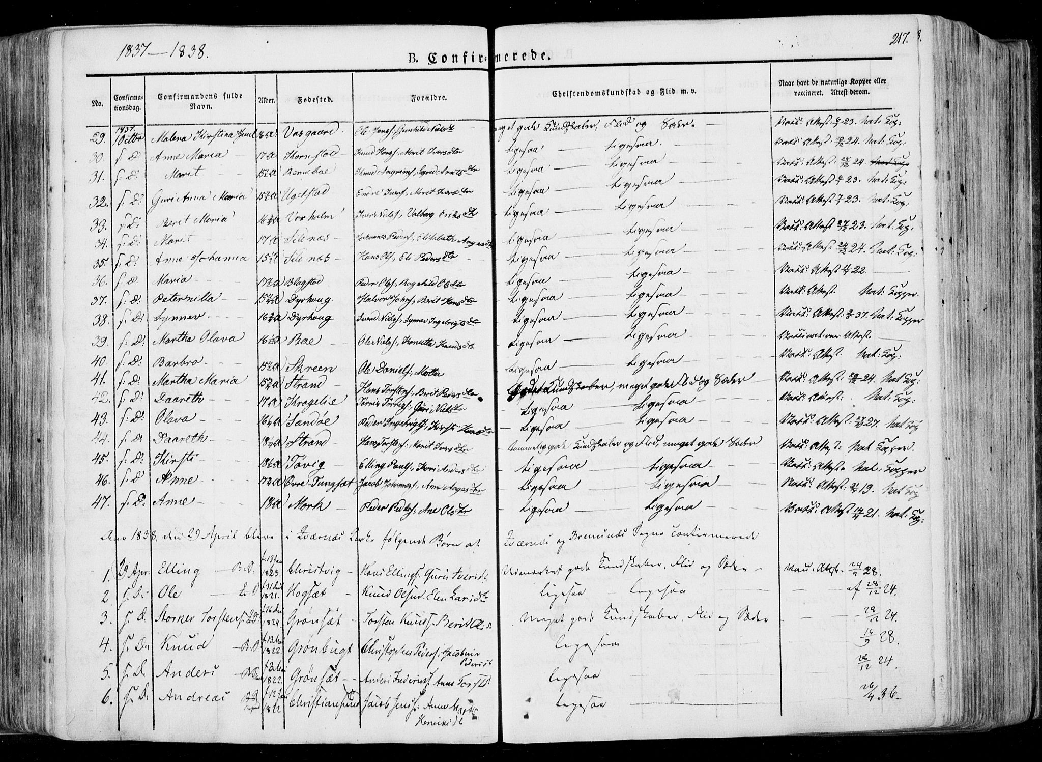 Ministerialprotokoller, klokkerbøker og fødselsregistre - Møre og Romsdal, SAT/A-1454/568/L0803: Parish register (official) no. 568A10, 1830-1853, p. 217