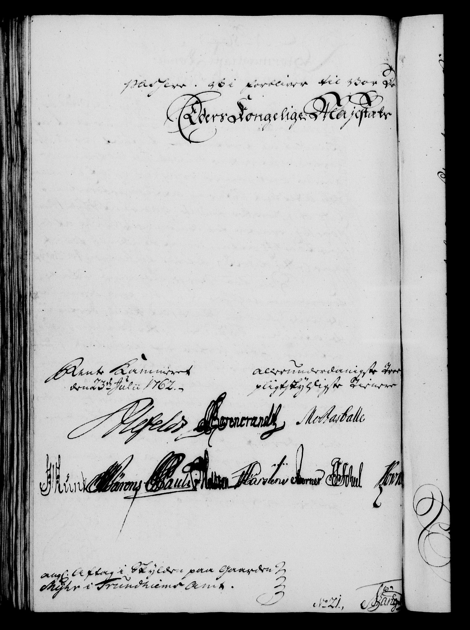 Rentekammeret, Kammerkanselliet, RA/EA-3111/G/Gf/Gfa/L0044: Norsk relasjons- og resolusjonsprotokoll (merket RK 52.44), 1762, p. 335
