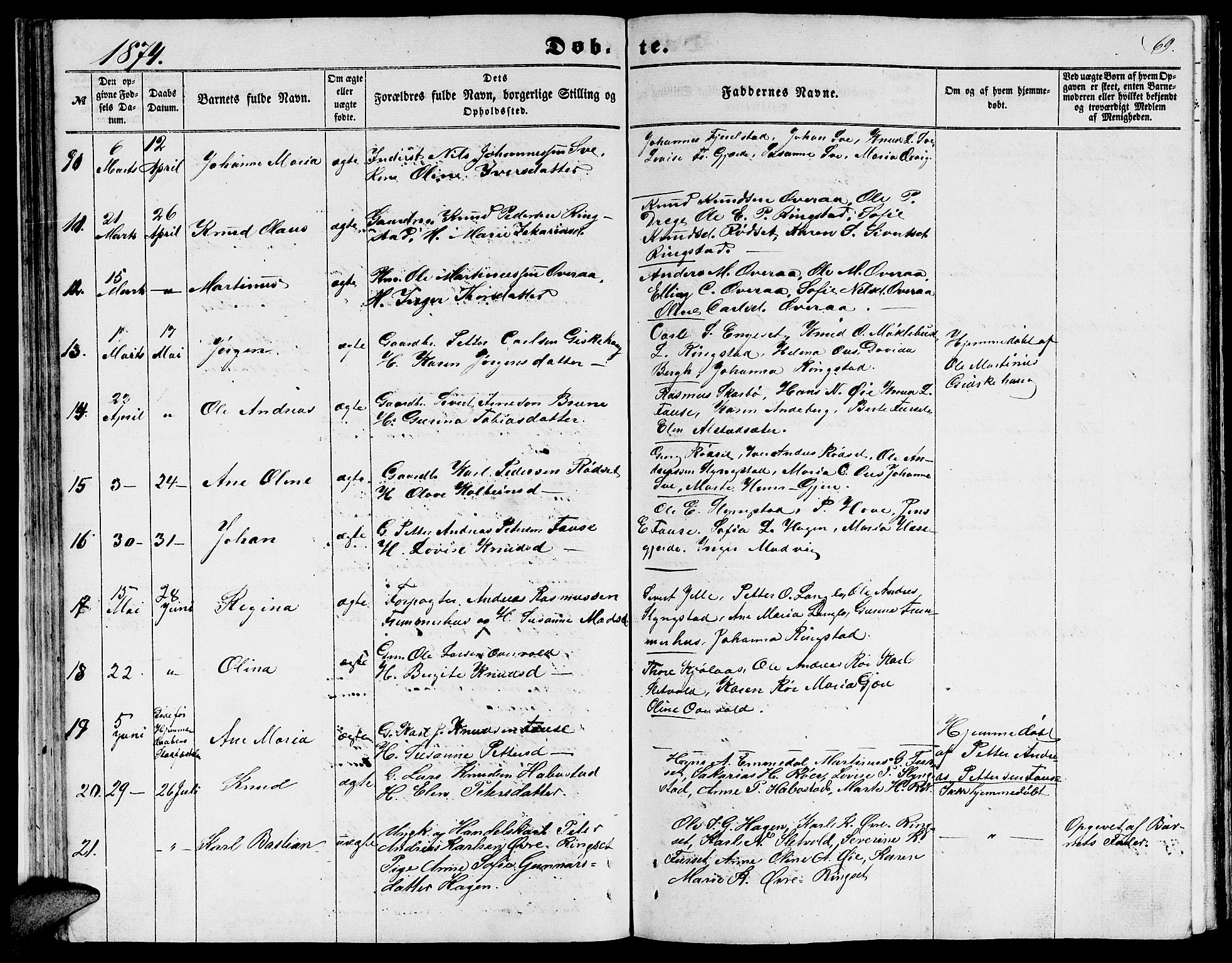Ministerialprotokoller, klokkerbøker og fødselsregistre - Møre og Romsdal, AV/SAT-A-1454/520/L0291: Parish register (copy) no. 520C03, 1854-1881, p. 69