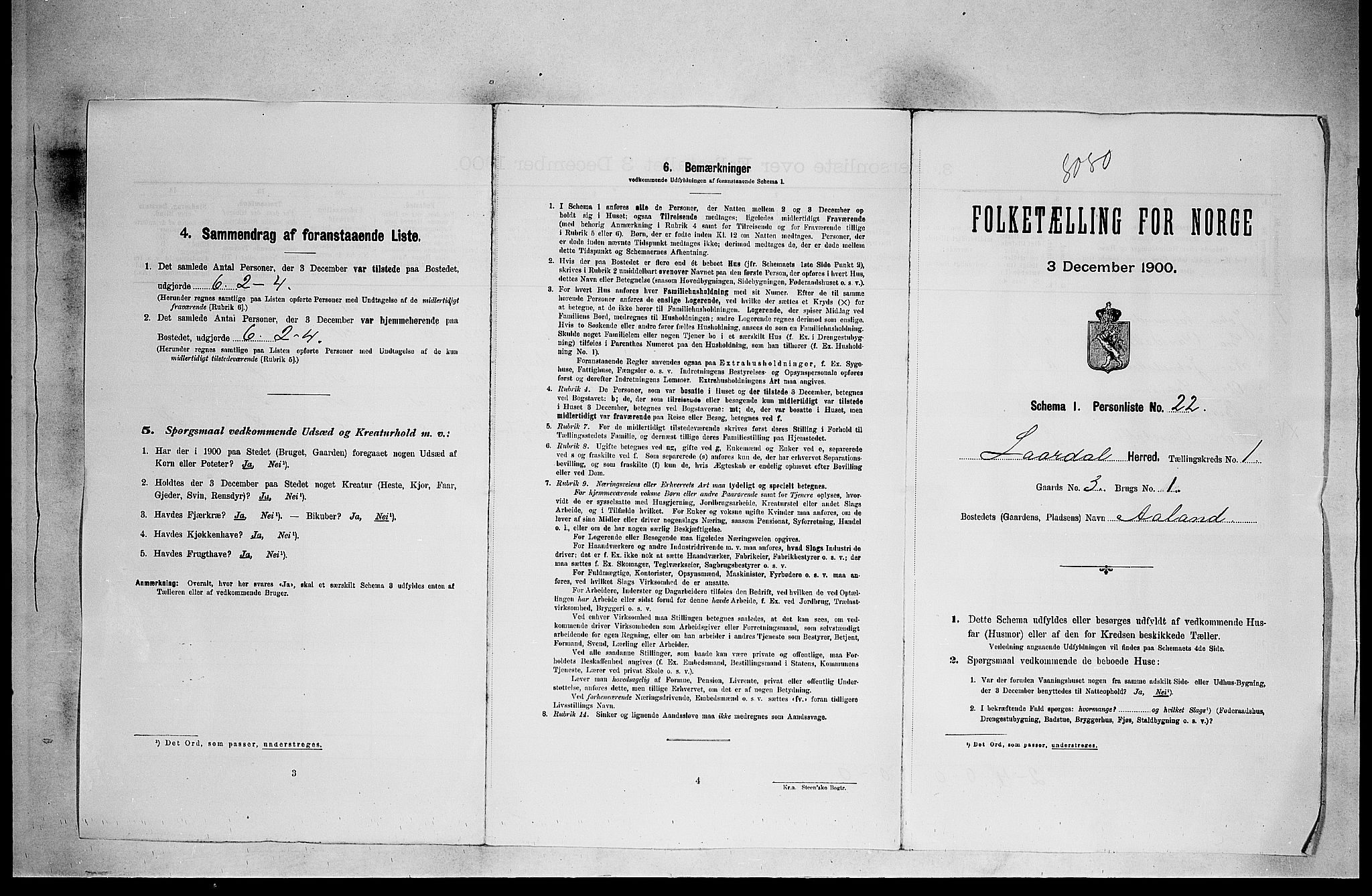 SAKO, 1900 census for Lårdal, 1900, p. 20