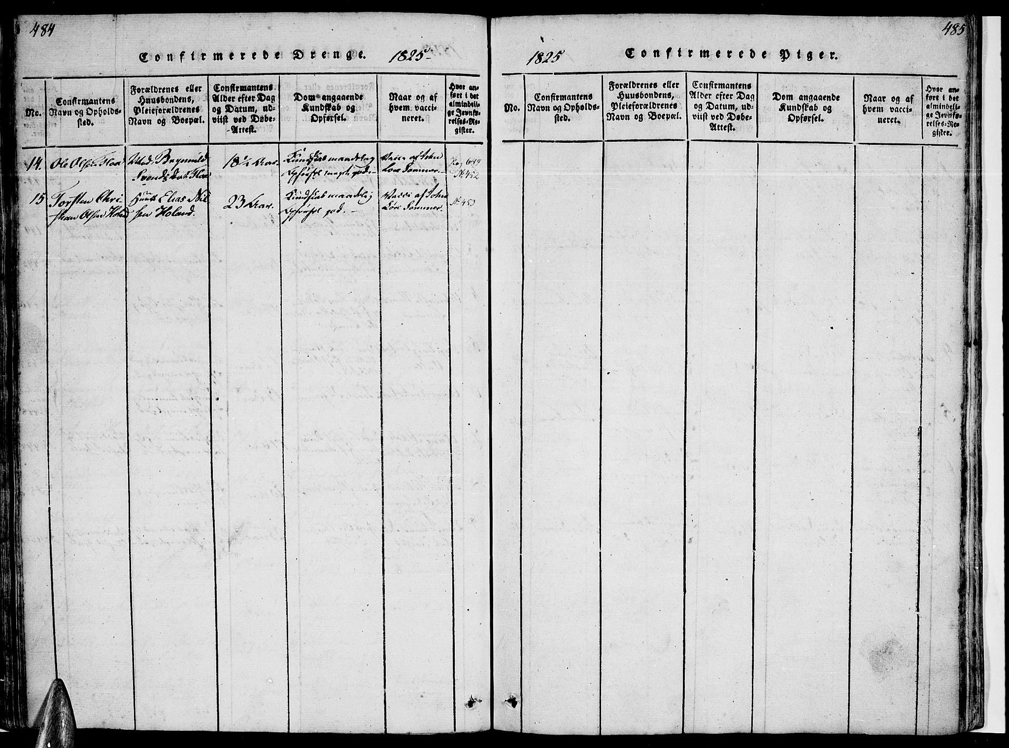 Ministerialprotokoller, klokkerbøker og fødselsregistre - Nordland, AV/SAT-A-1459/816/L0239: Parish register (official) no. 816A05, 1820-1845, p. 484-485