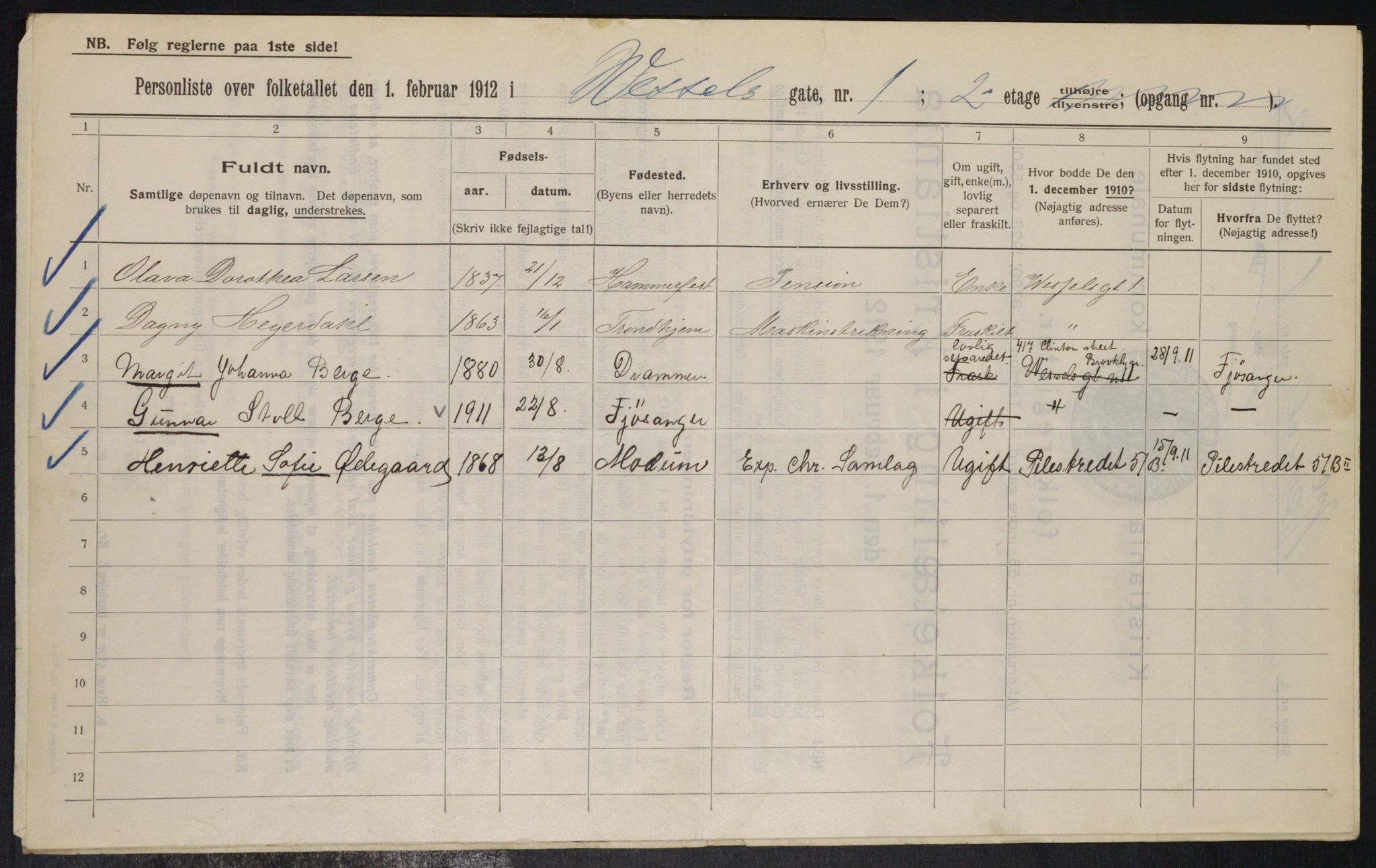 OBA, Municipal Census 1912 for Kristiania, 1912, p. 127881