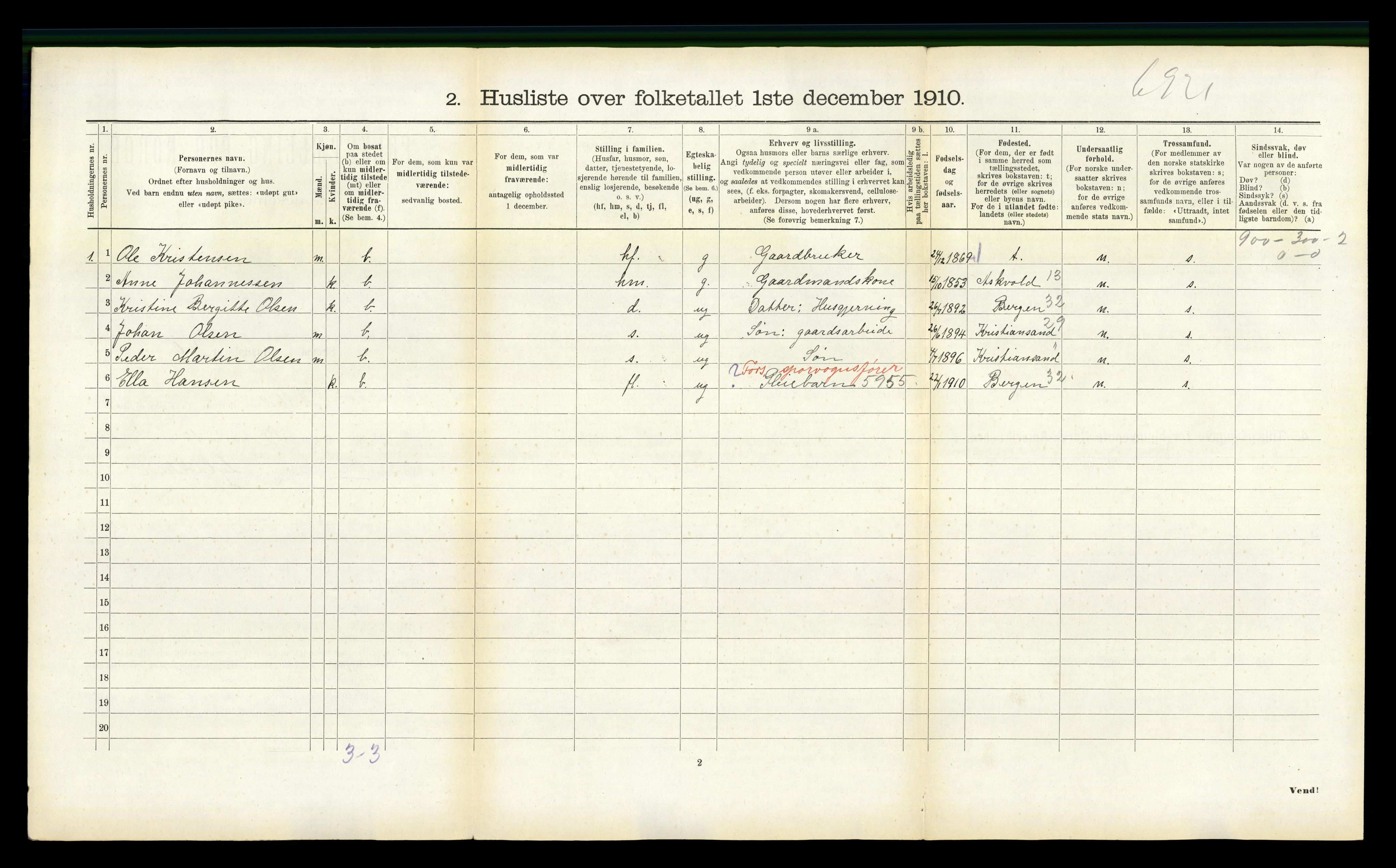 RA, 1910 census for Hyllestad, 1910, p. 128