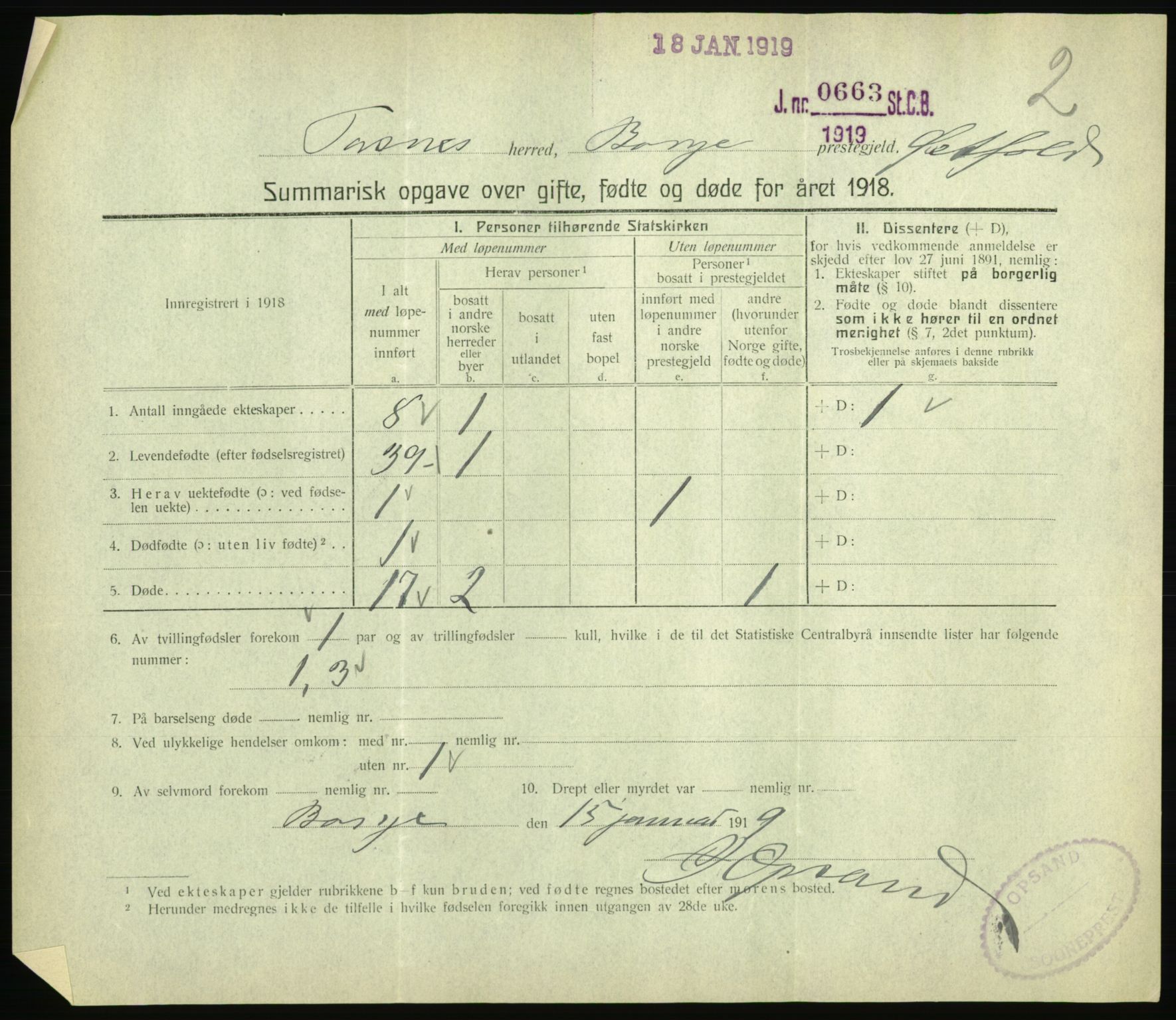 Statistisk sentralbyrå, Sosiodemografiske emner, Befolkning, RA/S-2228/D/Df/Dfb/Dfbh/L0059: Summariske oppgaver over gifte, fødte og døde for hele landet., 1918, p. 125