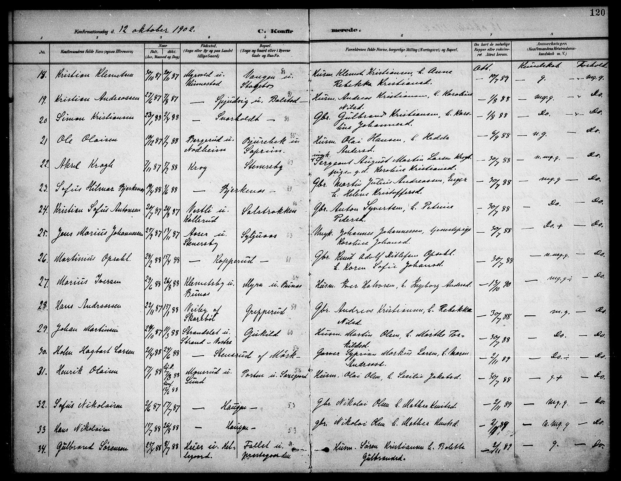 Høland prestekontor Kirkebøker, SAO/A-10346a/F/Fb/L0003: Parish register (official) no. II 3, 1897-1912, p. 120