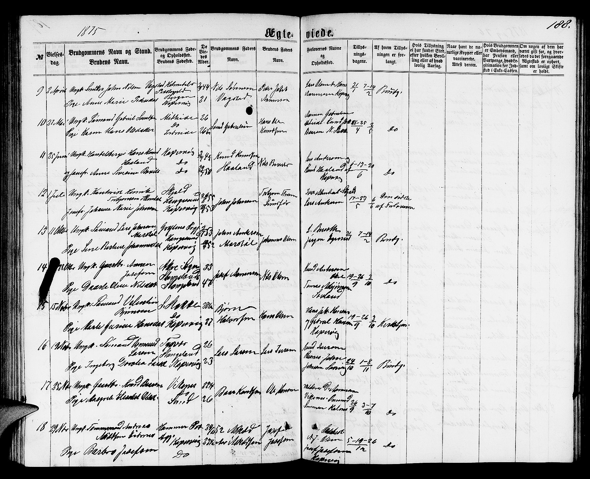 Avaldsnes sokneprestkontor, AV/SAST-A -101851/H/Ha/Hab/L0004: Parish register (copy) no. B 4, 1861-1876, p. 188