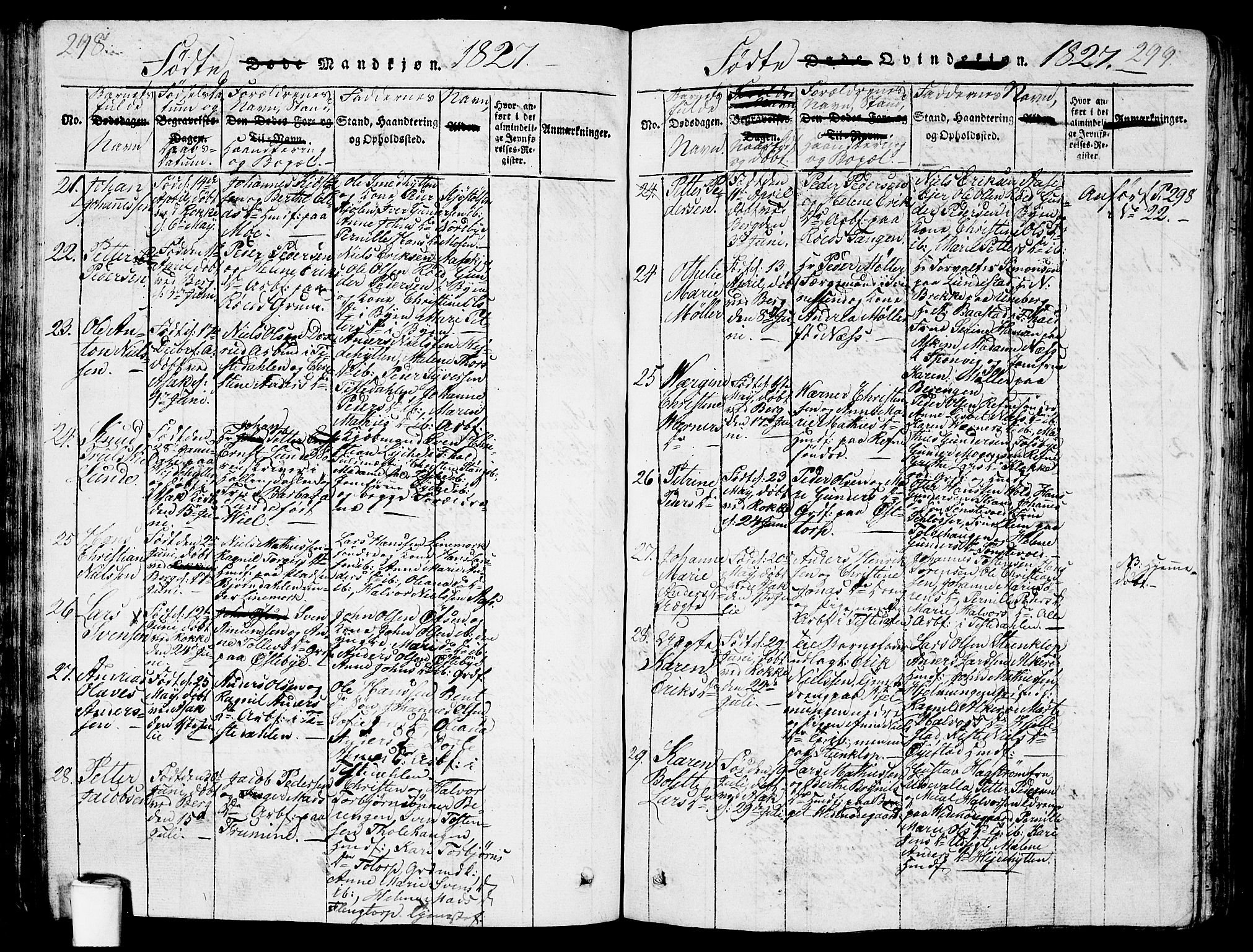 Berg prestekontor Kirkebøker, SAO/A-10902/G/Ga/L0001: Parish register (copy) no. I 1, 1815-1832, p. 298-299