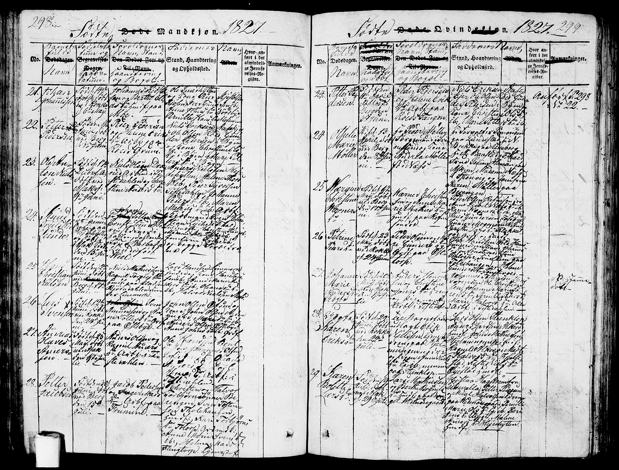 Berg prestekontor Kirkebøker, AV/SAO-A-10902/G/Ga/L0001: Parish register (copy) no. I 1, 1815-1832, p. 298-299