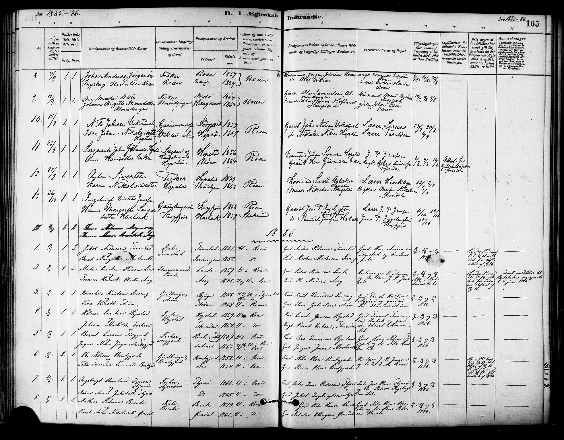 Ministerialprotokoller, klokkerbøker og fødselsregistre - Sør-Trøndelag, SAT/A-1456/657/L0707: Parish register (official) no. 657A08, 1879-1893, p. 165