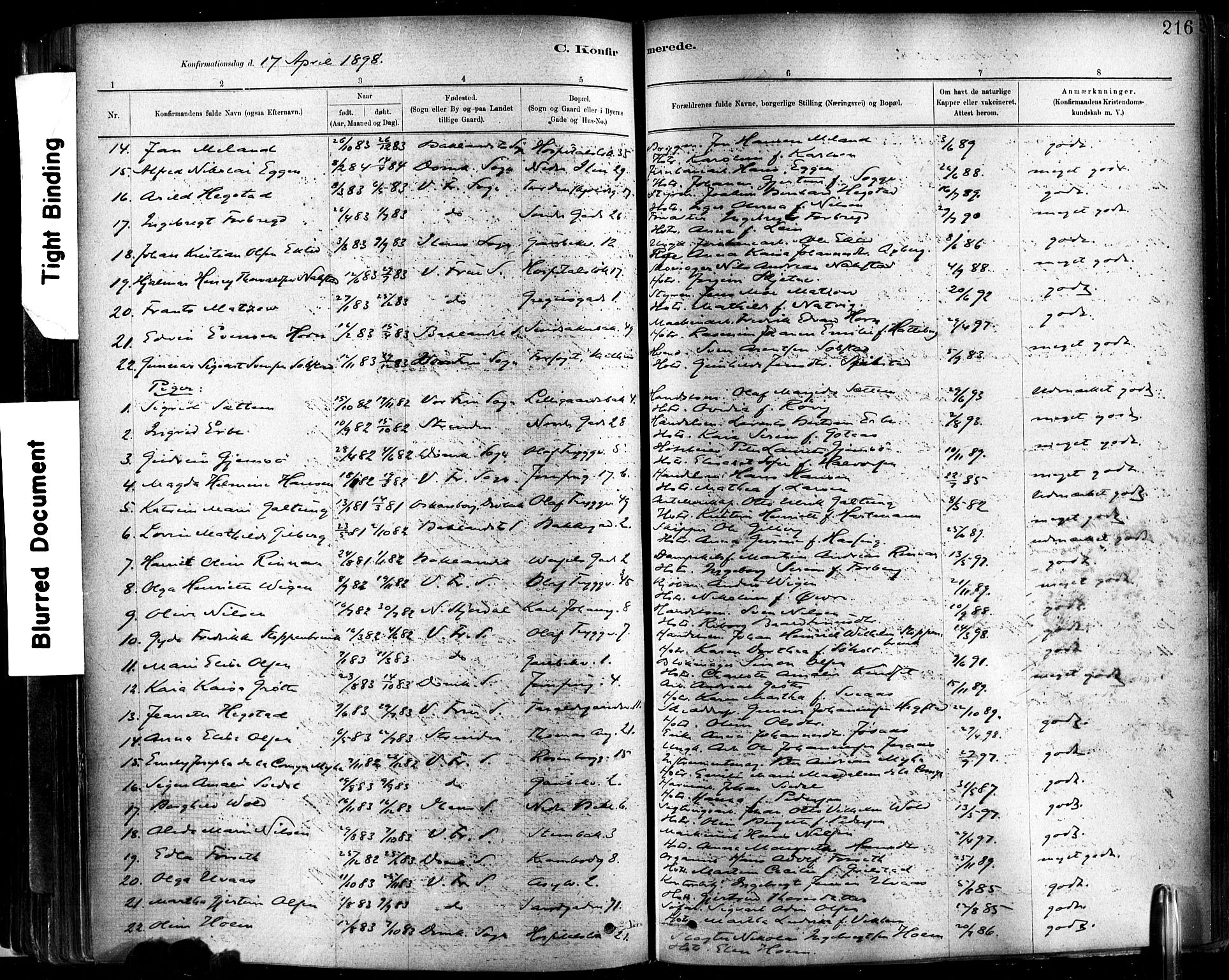 Ministerialprotokoller, klokkerbøker og fødselsregistre - Sør-Trøndelag, SAT/A-1456/602/L0119: Parish register (official) no. 602A17, 1880-1901, p. 216