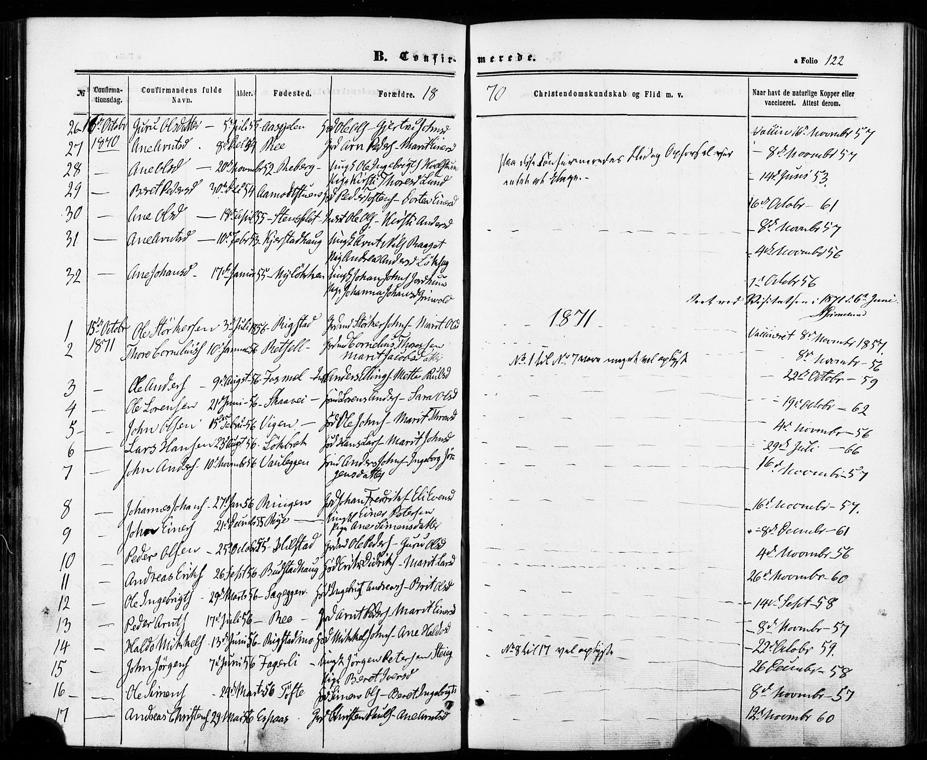 Ministerialprotokoller, klokkerbøker og fødselsregistre - Sør-Trøndelag, AV/SAT-A-1456/672/L0856: Parish register (official) no. 672A08, 1861-1881, p. 122