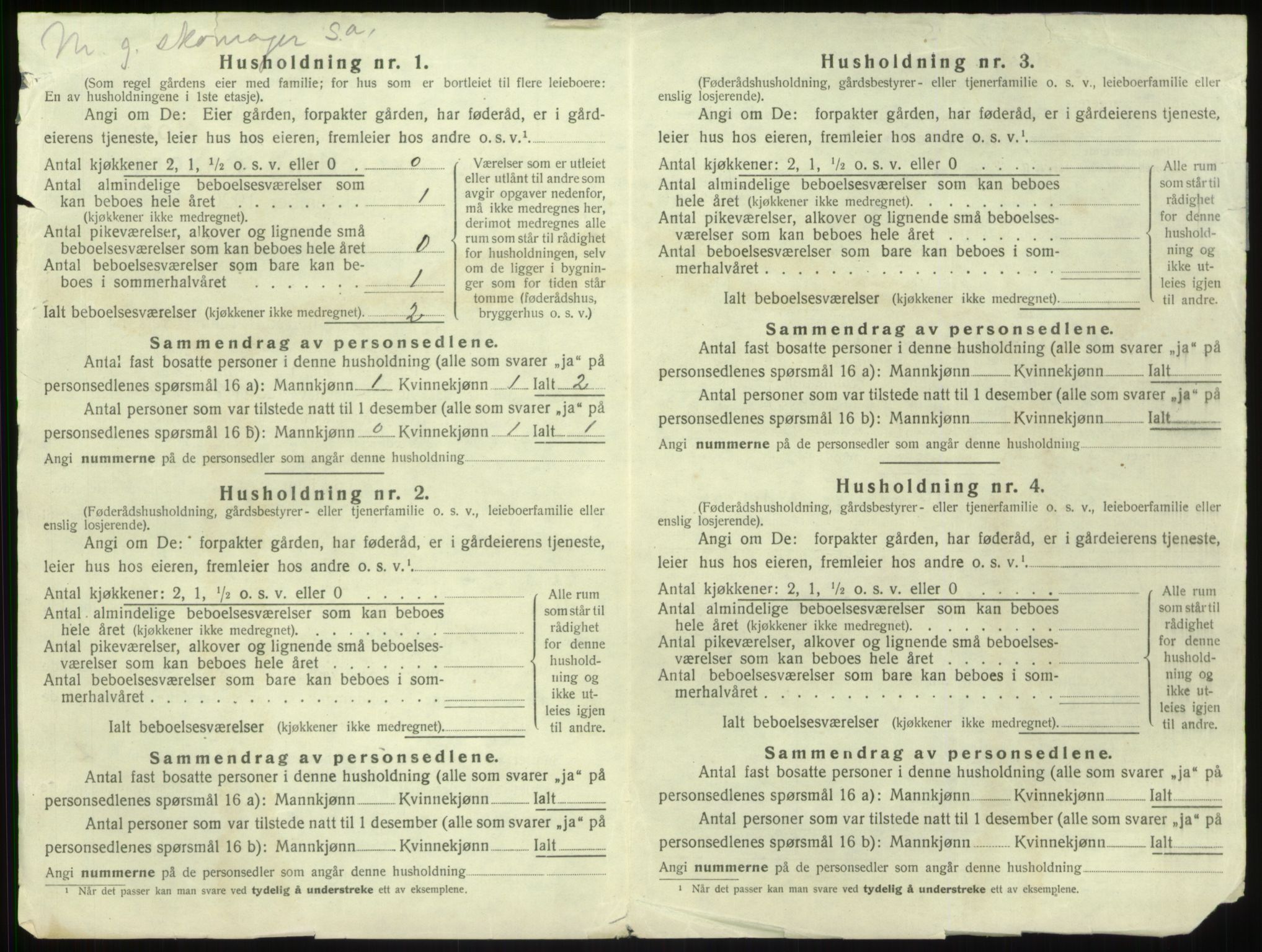 SAB, 1920 census for Vik, 1920, p. 1306