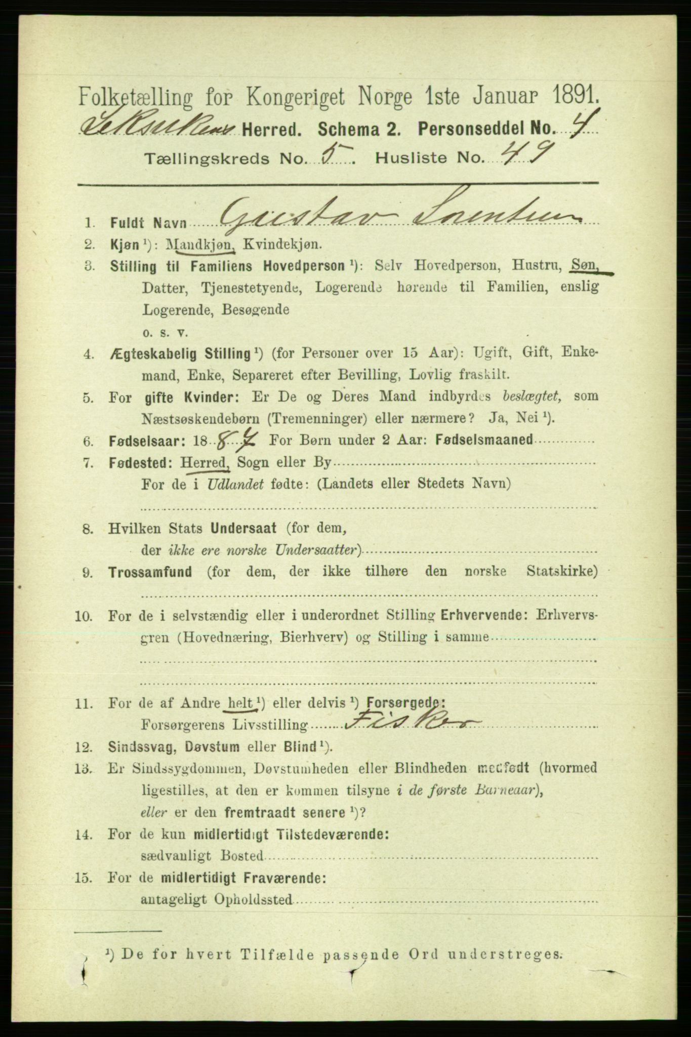 RA, 1891 census for 1718 Leksvik, 1891, p. 2893