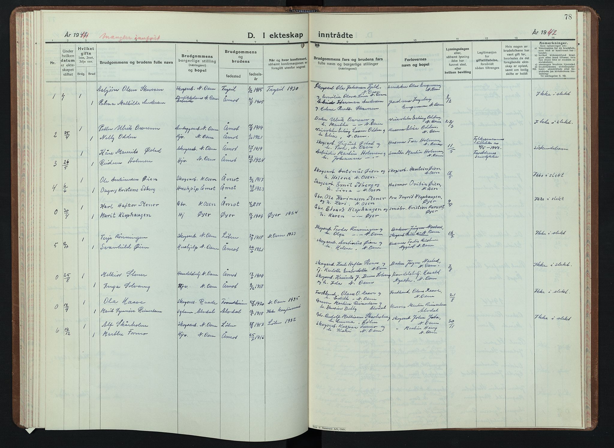 Åmot prestekontor, Hedmark, AV/SAH-PREST-056/H/Ha/Hab/L0007: Parish register (copy) no. 7, 1937-1949, p. 78