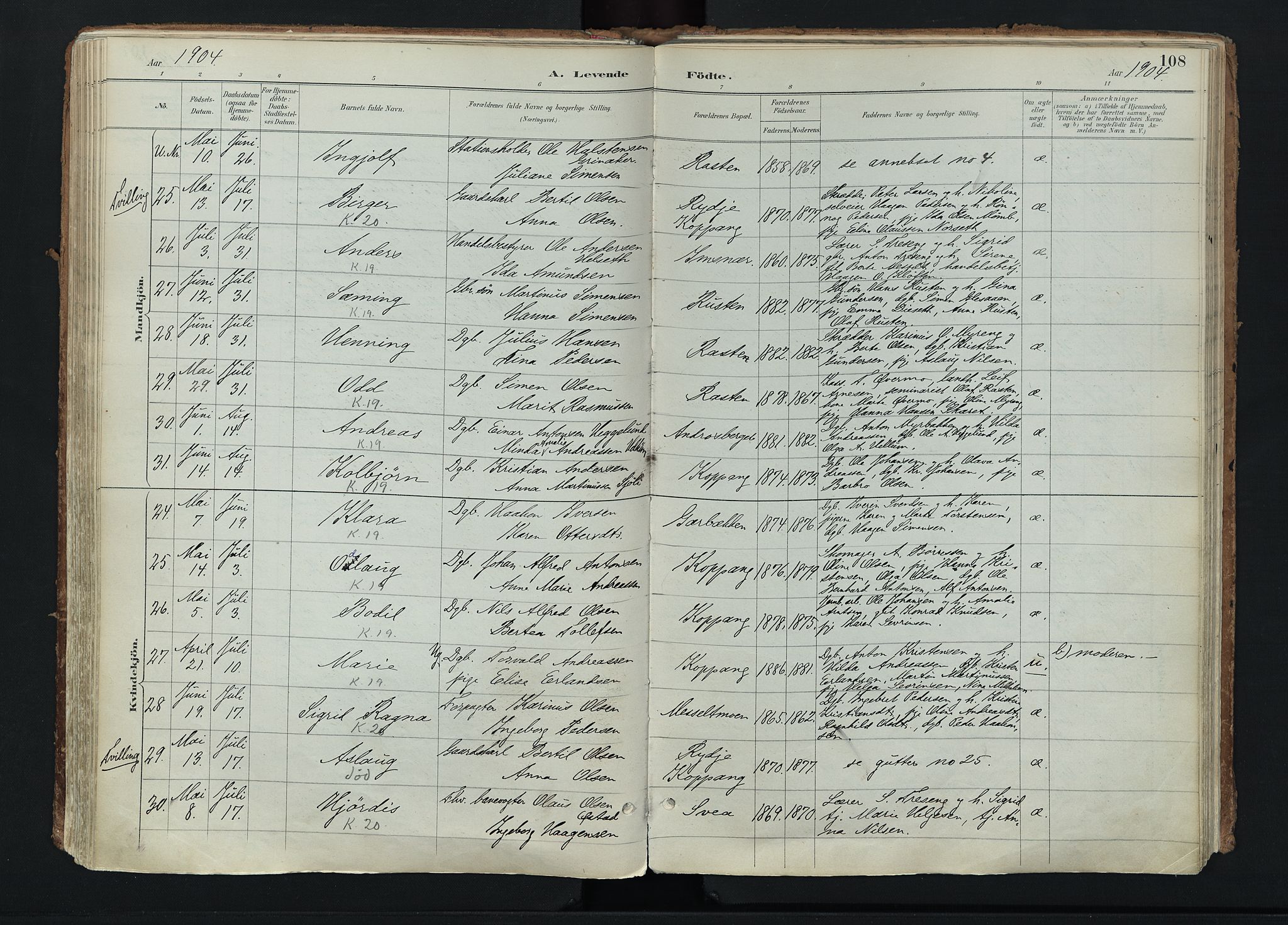 Stor-Elvdal prestekontor, AV/SAH-PREST-052/H/Ha/Haa/L0004: Parish register (official) no. 4, 1890-1922, p. 108