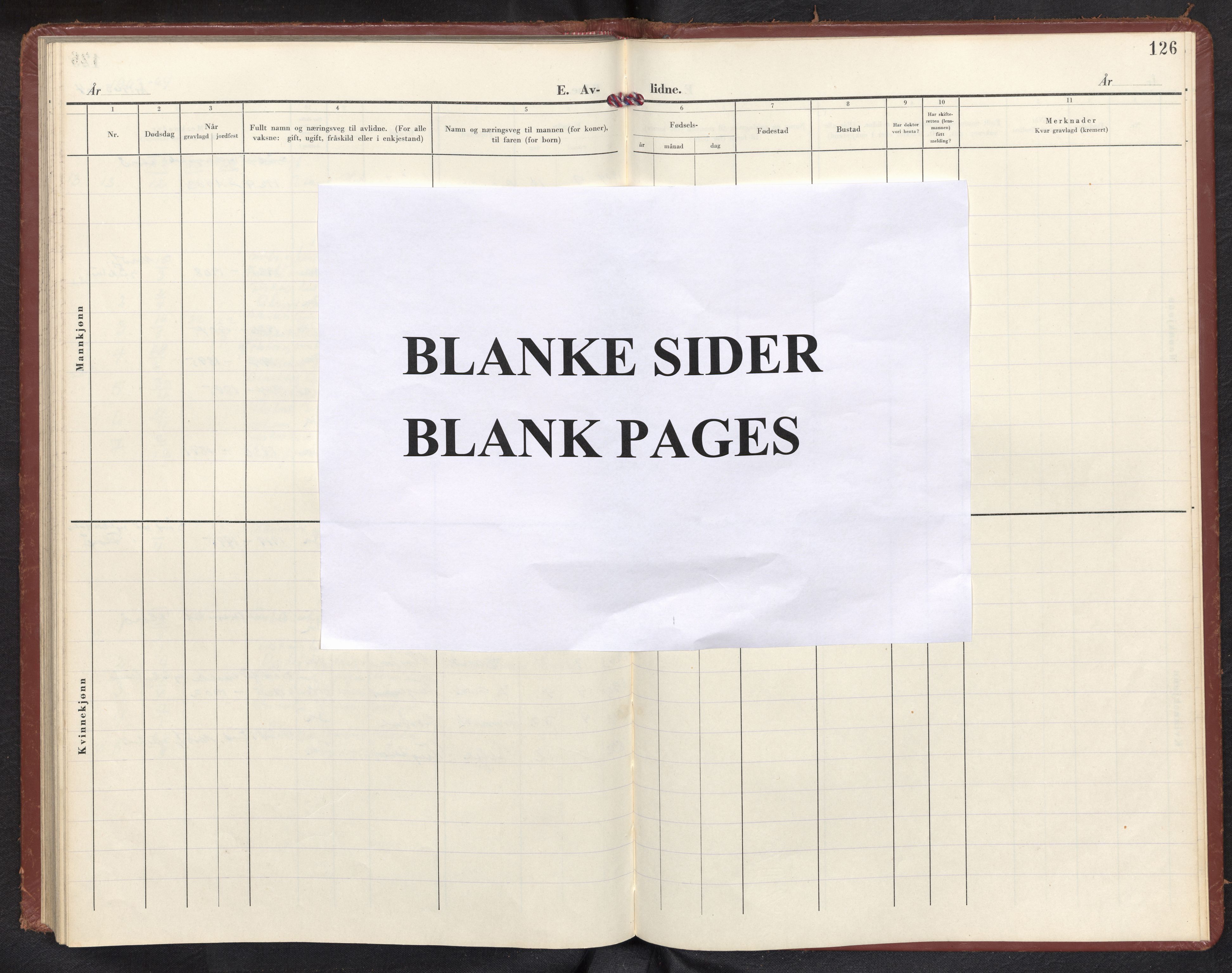 Davik sokneprestembete, AV/SAB-A-79701/H/Haa/Haad/L0004: Parish register (official) no. D 4, 1952-1964, p. 125b-126a