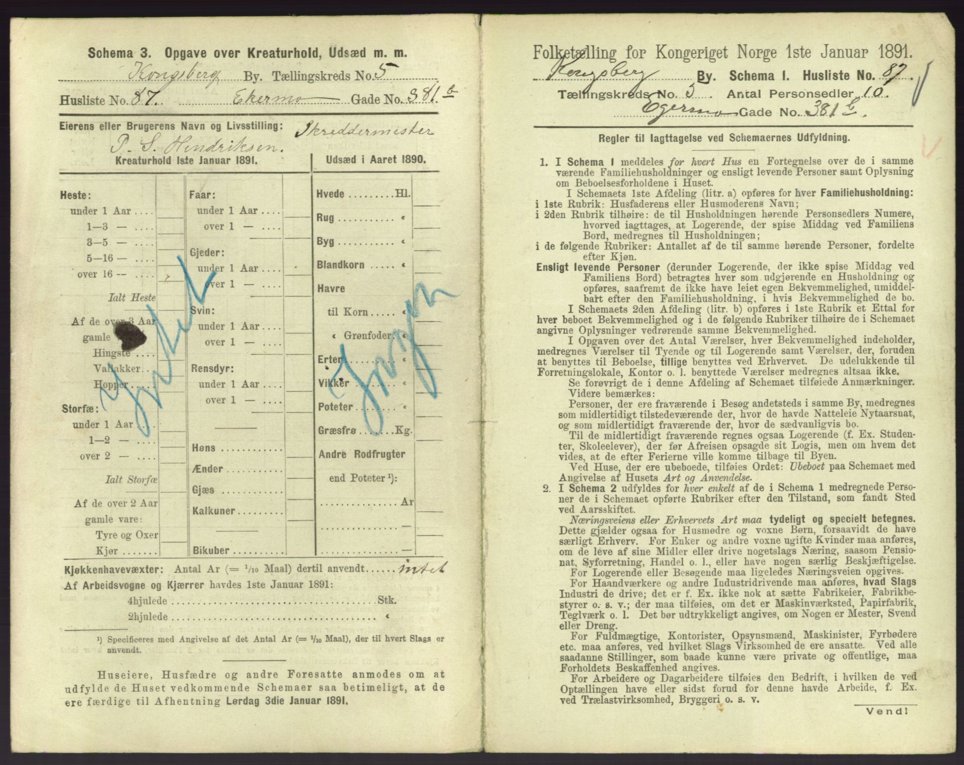 RA, 1891 census for 0604 Kongsberg, 1891, p. 921