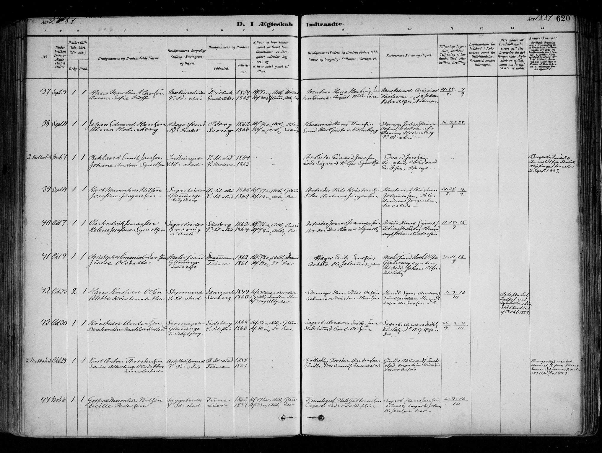 Fredrikstad domkirkes prestekontor Kirkebøker, AV/SAO-A-10906/F/Fa/L0004: Parish register (official) no. 4, 1878-1907, p. 620