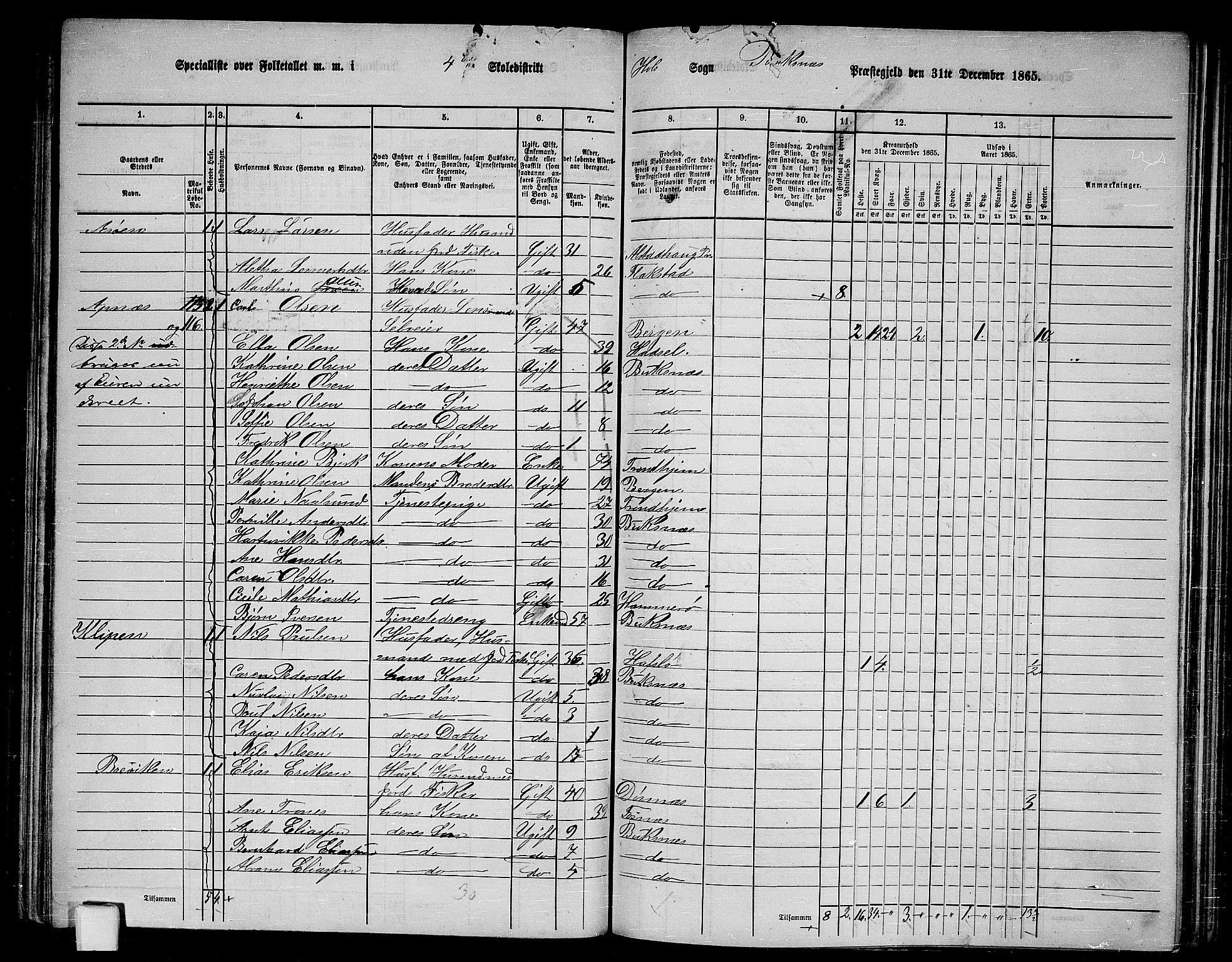 RA, 1865 census for Buksnes, 1865, p. 98