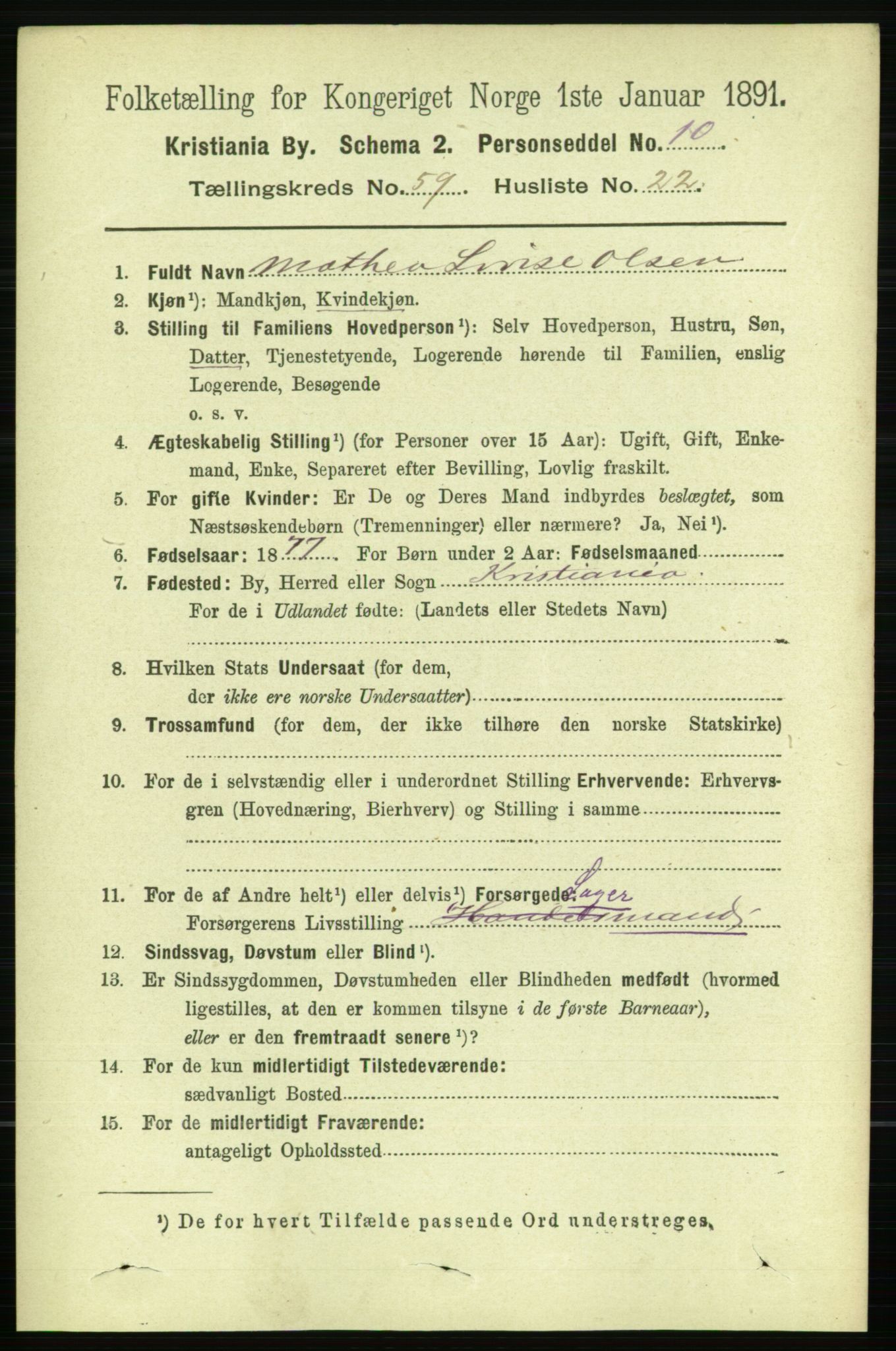 RA, 1891 census for 0301 Kristiania, 1891, p. 31706