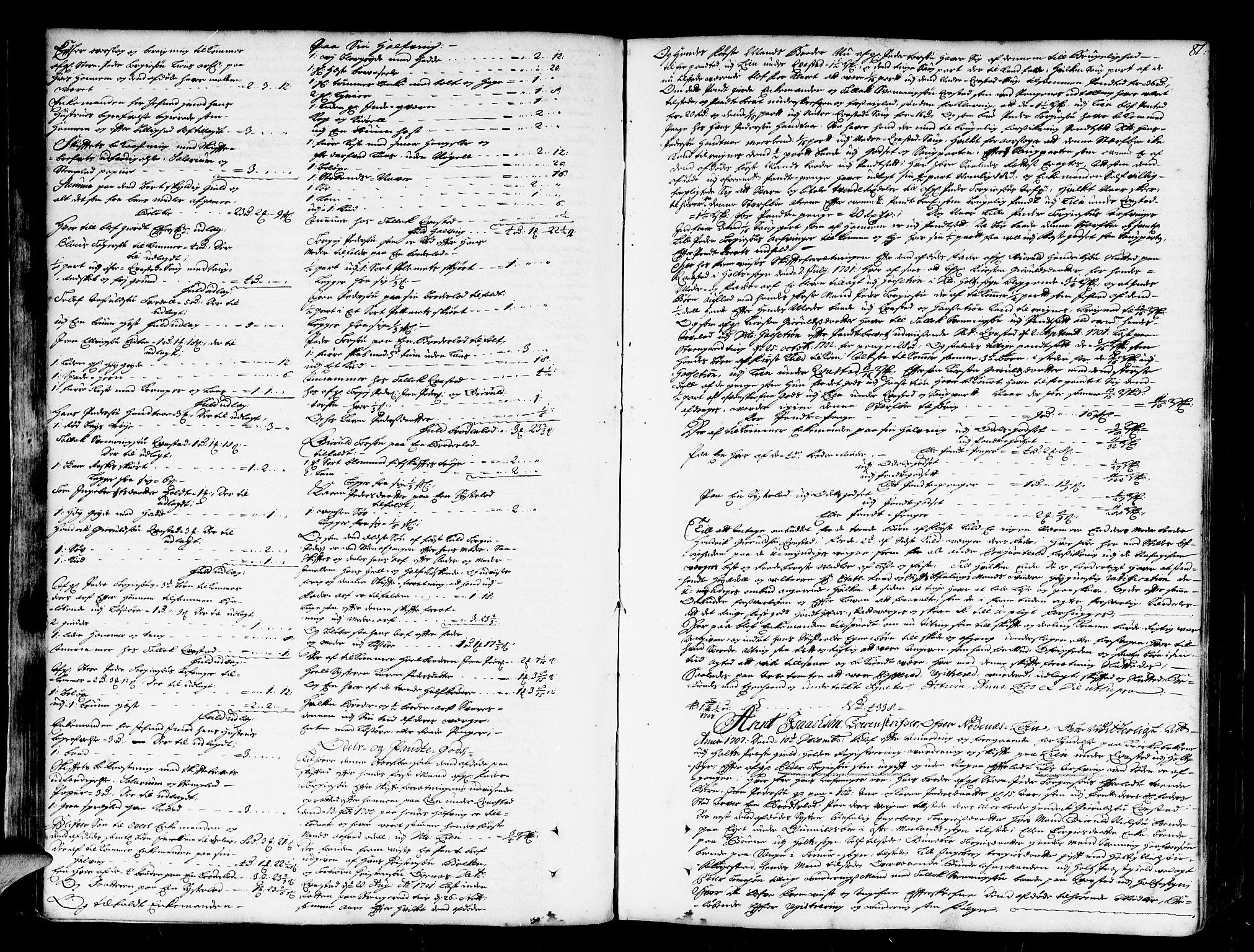 Nedenes sorenskriveri før 1824, SAK/1221-0007/H/Hc/L0005: Skifteprotokoll med register nr 5, 1707-1711, p. 80b-81a