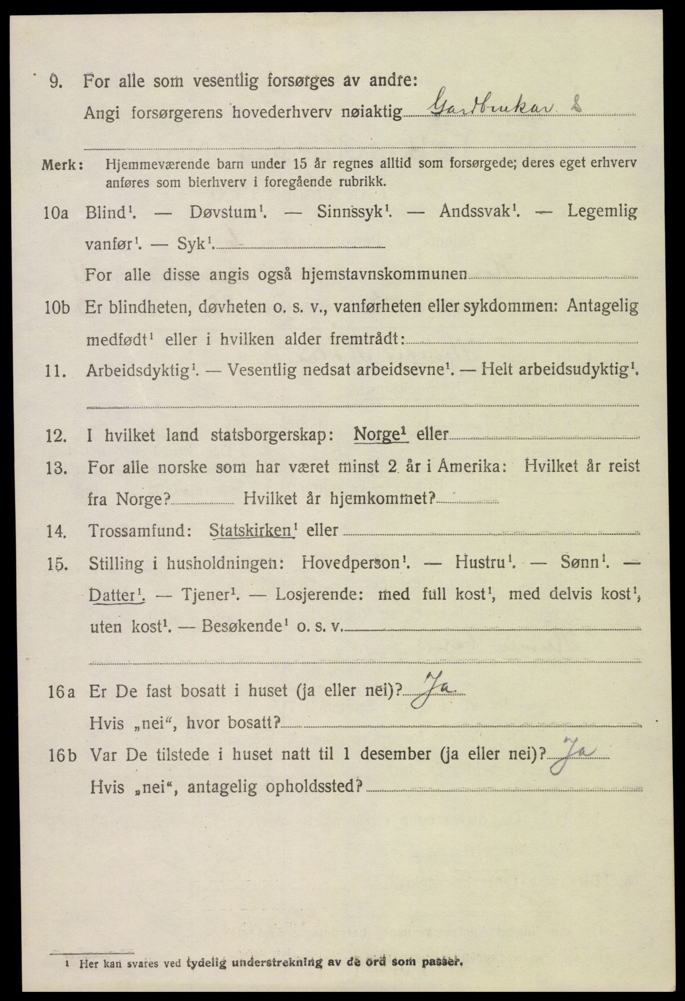 SAK, 1920 census for Hornnes, 1920, p. 2656
