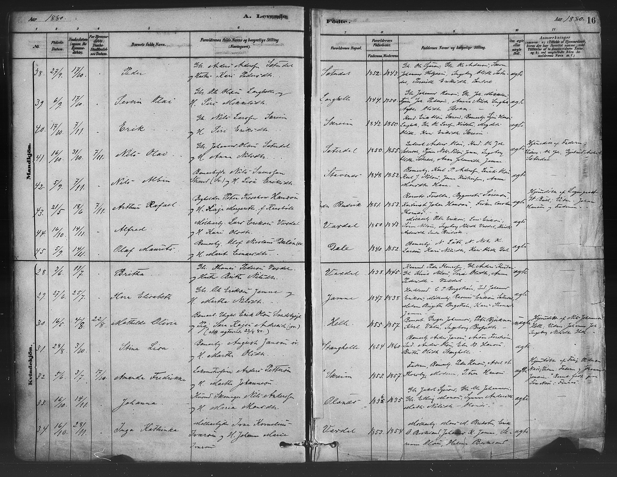 Bruvik Sokneprestembete, AV/SAB-A-74701/H/Haa: Parish register (official) no. B 1, 1878-1904, p. 16