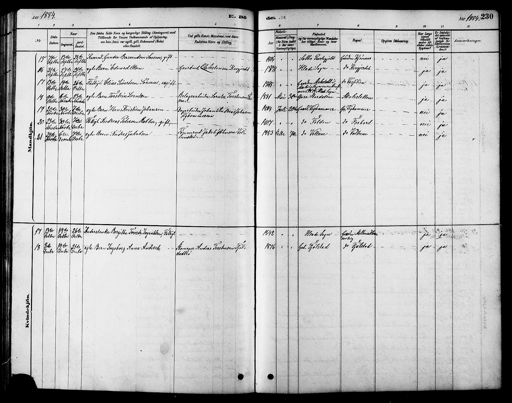 Ministerialprotokoller, klokkerbøker og fødselsregistre - Sør-Trøndelag, AV/SAT-A-1456/616/L0423: Parish register (copy) no. 616C06, 1878-1903, p. 230