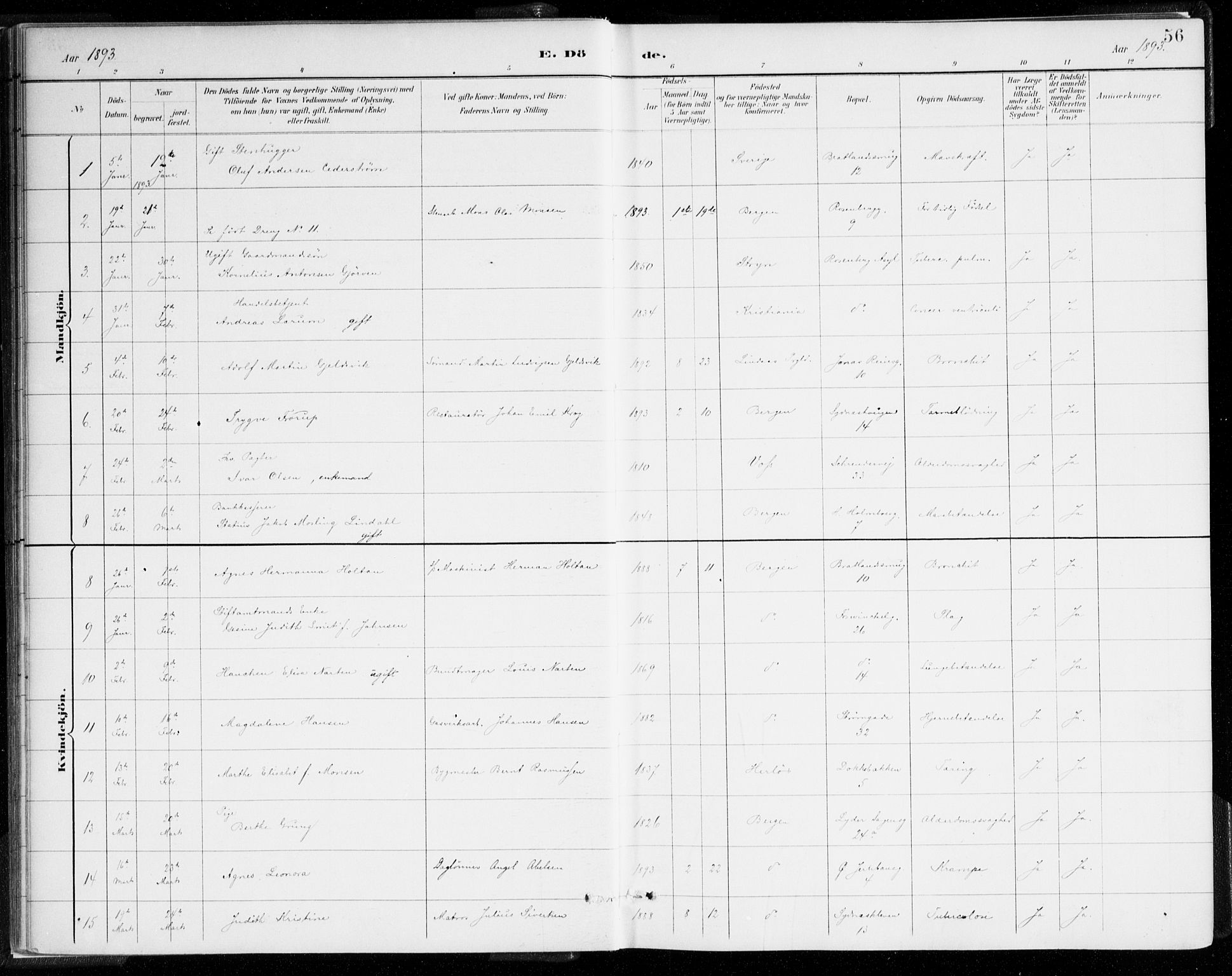 Johanneskirken sokneprestembete, SAB/A-76001/H/Haa/L0019: Parish register (official) no. E 1, 1885-1915, p. 56