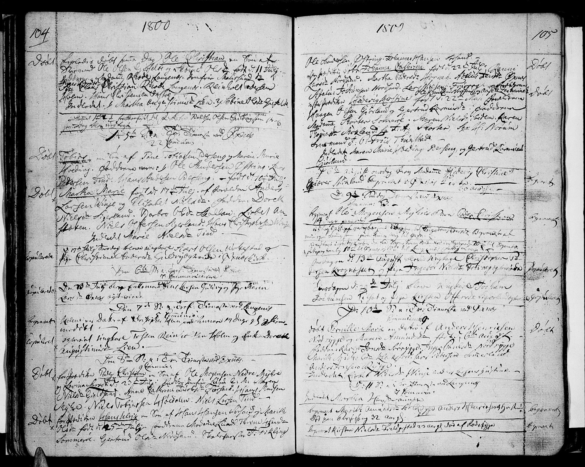 Ministerialprotokoller, klokkerbøker og fødselsregistre - Nordland, AV/SAT-A-1459/893/L1330: Parish register (official) no. 893A03, 1791-1820, p. 104-105