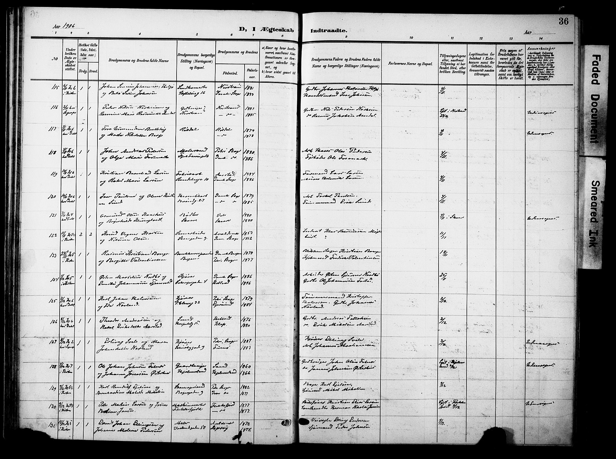 Domkirken sokneprestkontor, AV/SAST-A-101812/001/30/30BB/L0017: Parish register (copy) no. B 17, 1902-1921, p. 36