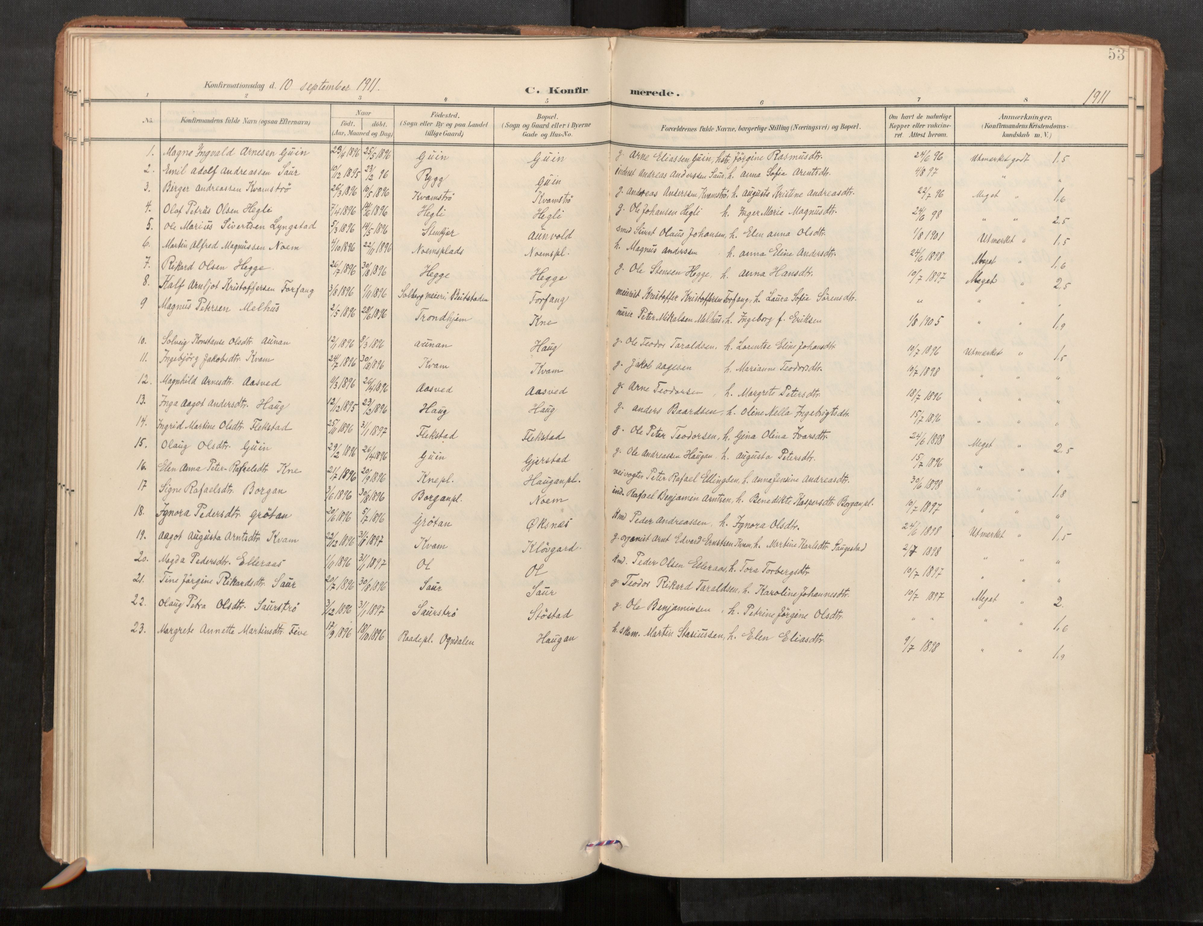 Stod sokneprestkontor, SAT/A-1164/1/I/I1/I1a/L0001: Parish register (official) no. 1, 1900-1912, p. 53