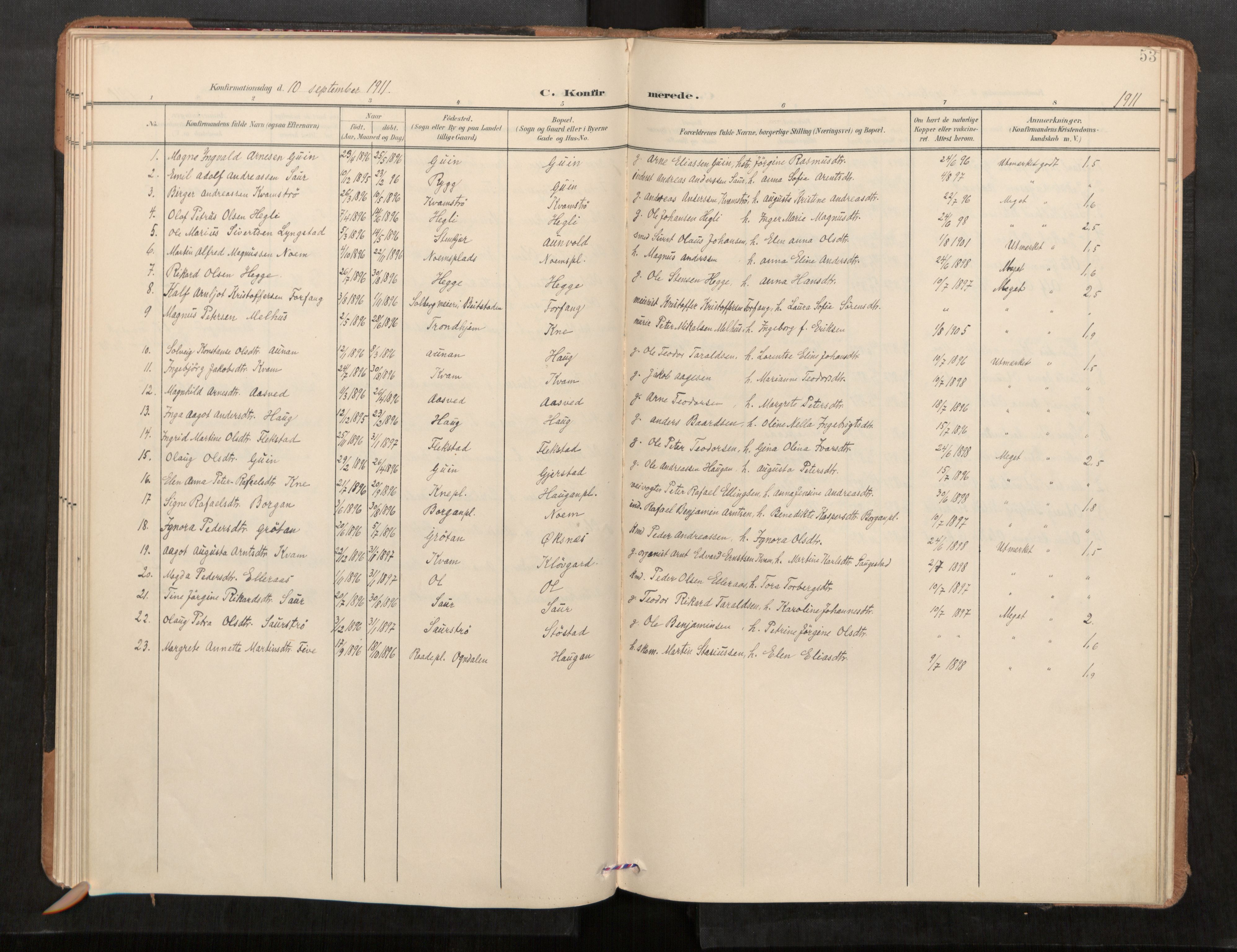 Stod sokneprestkontor, AV/SAT-A-1164/1/I/I1/I1a/L0001: Parish register (official) no. 1, 1900-1912, p. 53