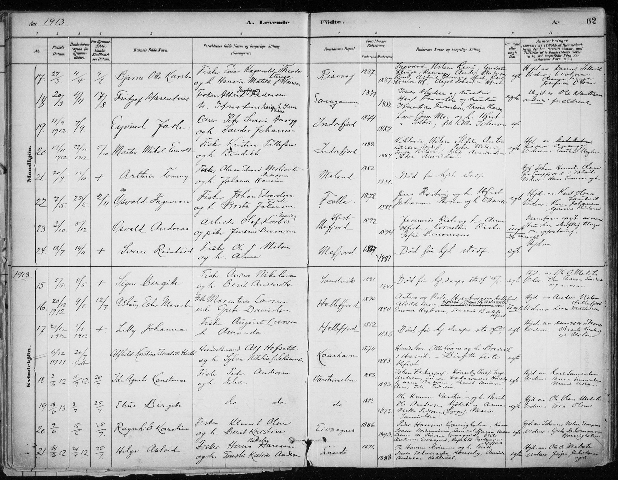 Hammerfest sokneprestkontor, SATØ/S-1347/H/Ha/L0013.kirke: Parish register (official) no. 13, 1898-1917, p. 62