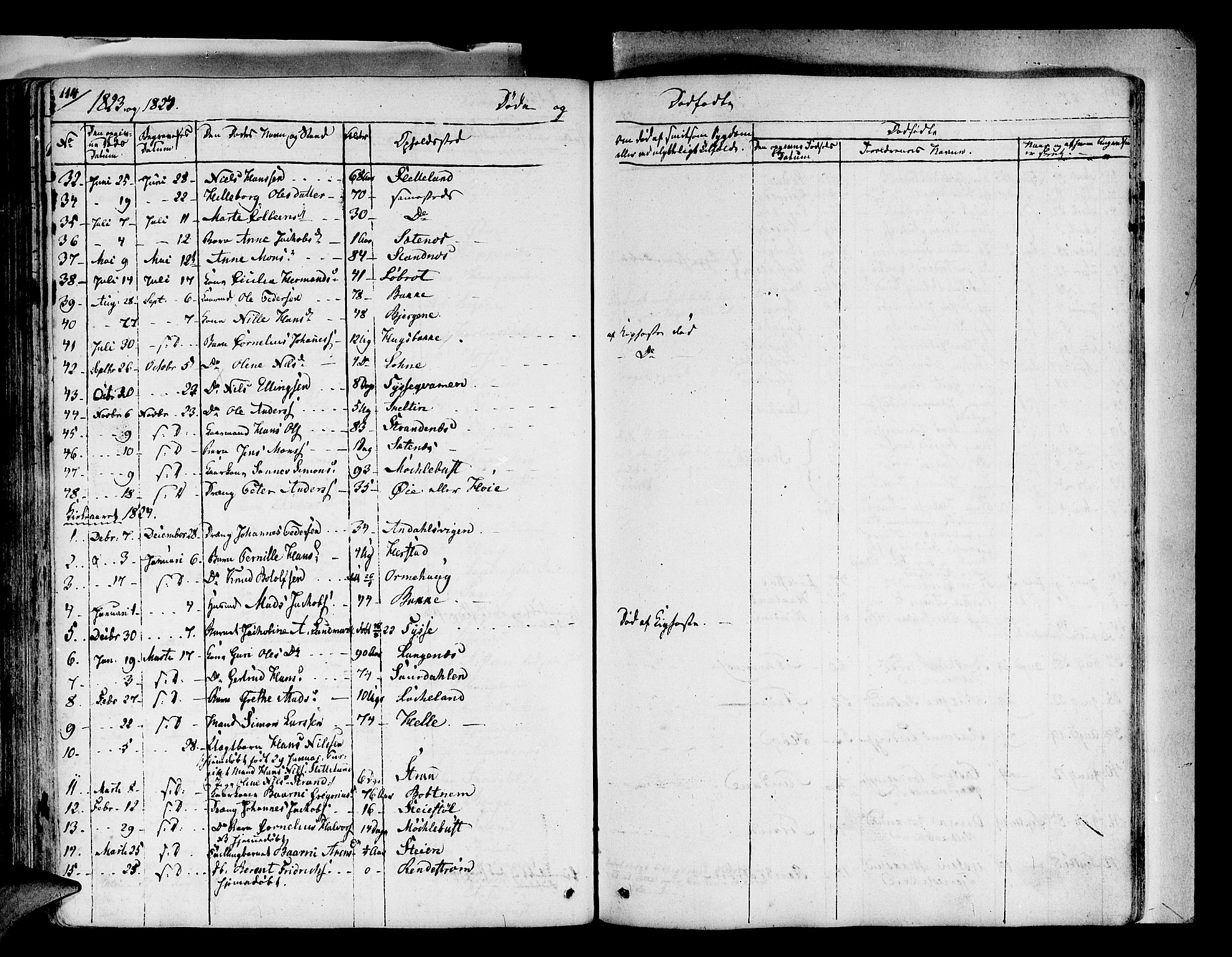 Fjaler sokneprestembete, SAB/A-79801/H/Haa/Haaa/L0005: Parish register (official) no. A 5, 1821-1835, p. 114
