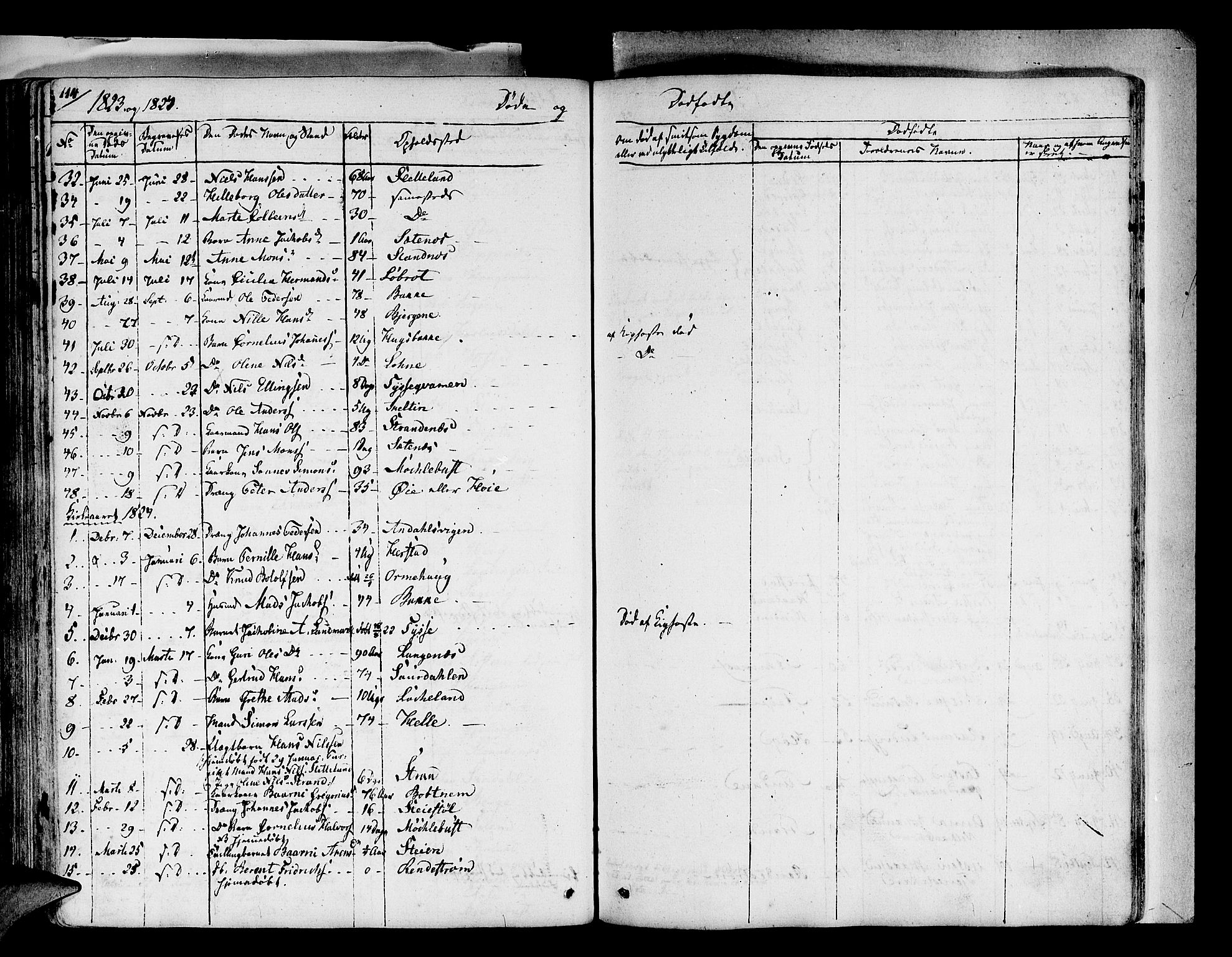 Fjaler sokneprestembete, AV/SAB-A-79801/H/Haa/Haaa/L0005: Parish register (official) no. A 5, 1821-1835, p. 114