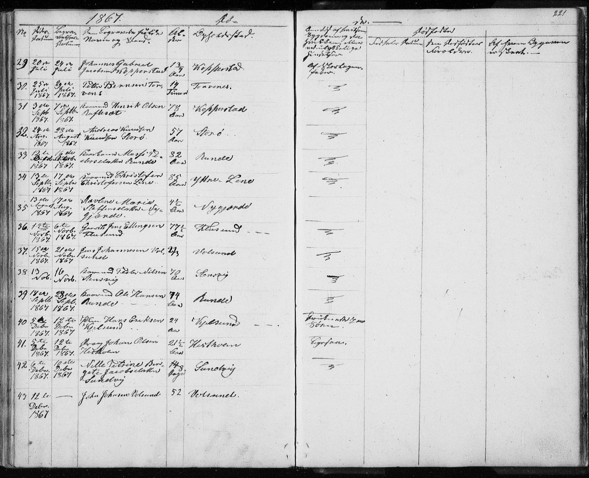 Ministerialprotokoller, klokkerbøker og fødselsregistre - Møre og Romsdal, AV/SAT-A-1454/507/L0079: Parish register (copy) no. 507C02, 1854-1877, p. 221